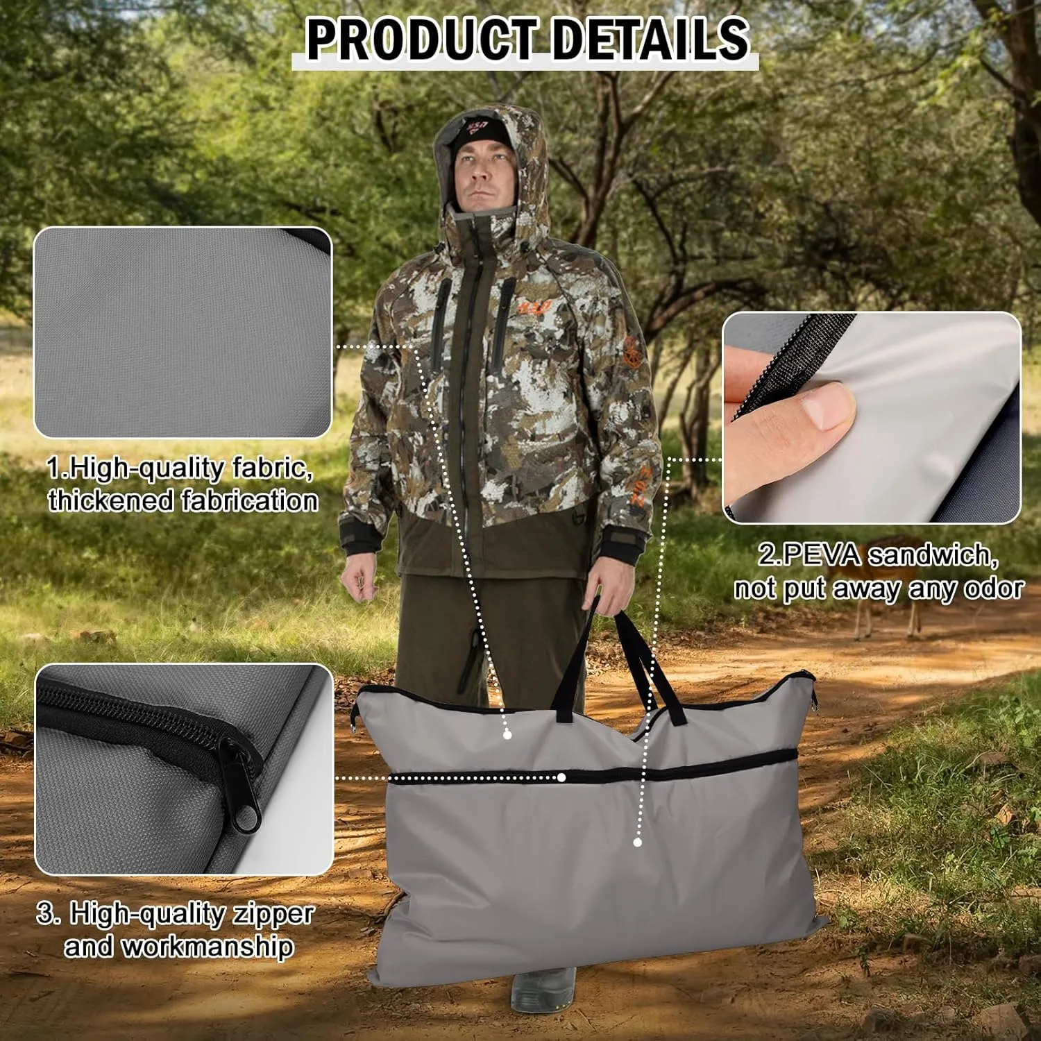 2Pack Multi-Use Scent Control Hunting Bag,Scent Free Bag,Scent Lock Bags,Scent Proof Bags for Hunting Clothes,Accessories and Equipment