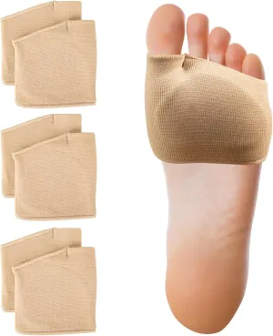 3 Pairs Metatarsal Pads Women and Men, Fabric Metatarsal Pads with Gel Pads, Metatarsalgia Insoles Provides Relief for Sesamoiditis, Metatarsalgia, Morton's Neuroma Metatarsal Gel Pads (XL, Beige)