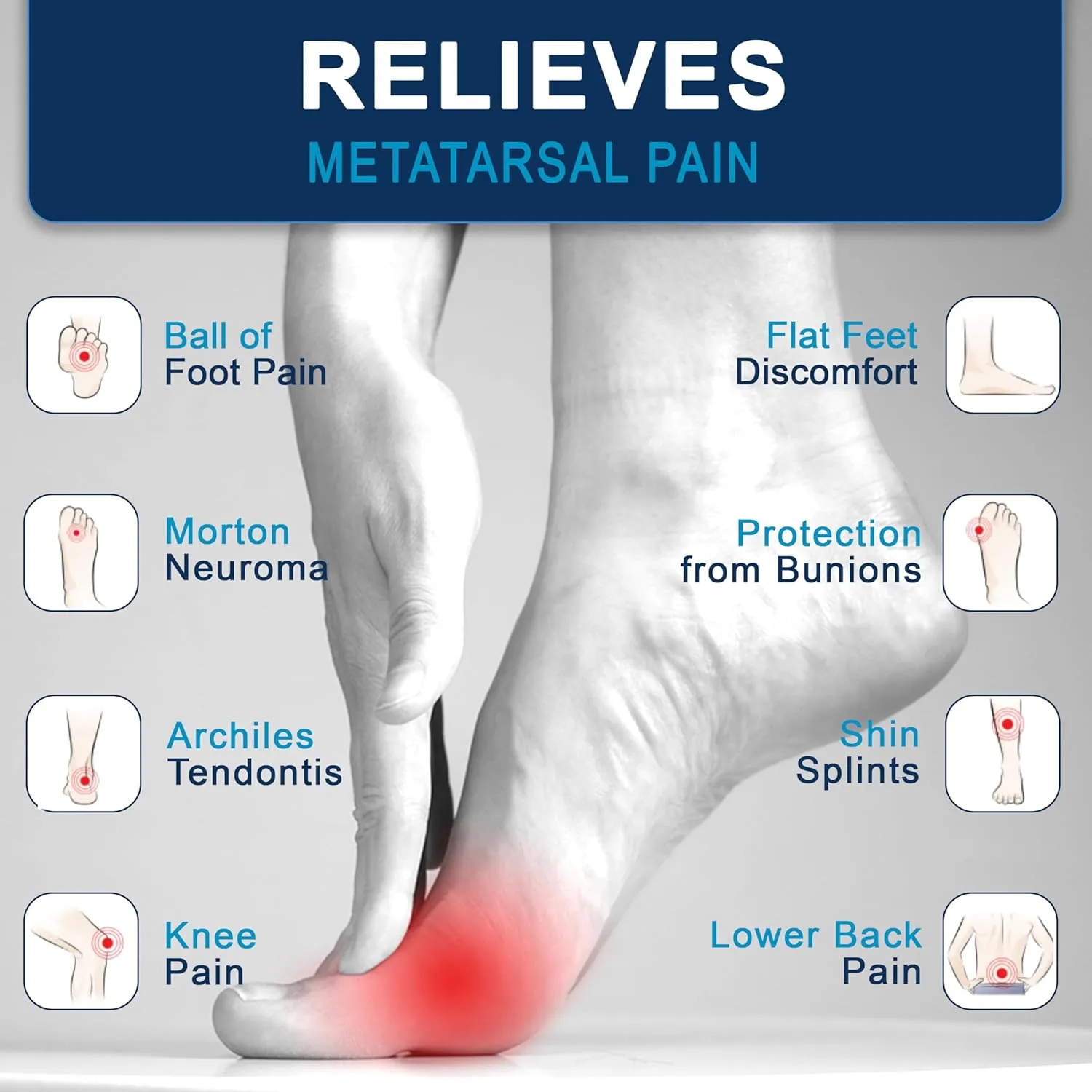 3/4 Length Orthotic Shoe Insoles with Built-in Raise for Ball of Foot Pain, Morton’s Neuroma, Flat Feet - Metatarsalgia (L (Men's 10-11.5, Women's 11.5-13)