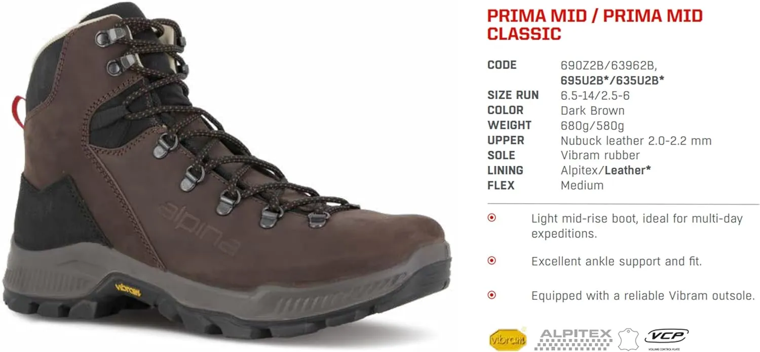 Alpina PRIMA Premium Men's Waterproof Work Boots | Leather Ankle High | Breathable Membrane | Vibram | All Weather Shoes | Made in Europe