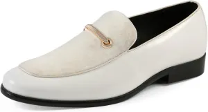Amali Fay Velvet Men’s Slip-On Shoes with Gold Chain Ornament Dress Shoes for Men Velvet Formal Loafers for Men The Original Smoking Men Tuxedo Dress Shoes