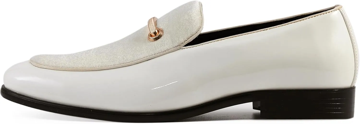 Amali Fay Velvet Men’s Slip-On Shoes with Gold Chain Ornament Dress Shoes for Men Velvet Formal Loafers for Men The Original Smoking Men Tuxedo Dress Shoes