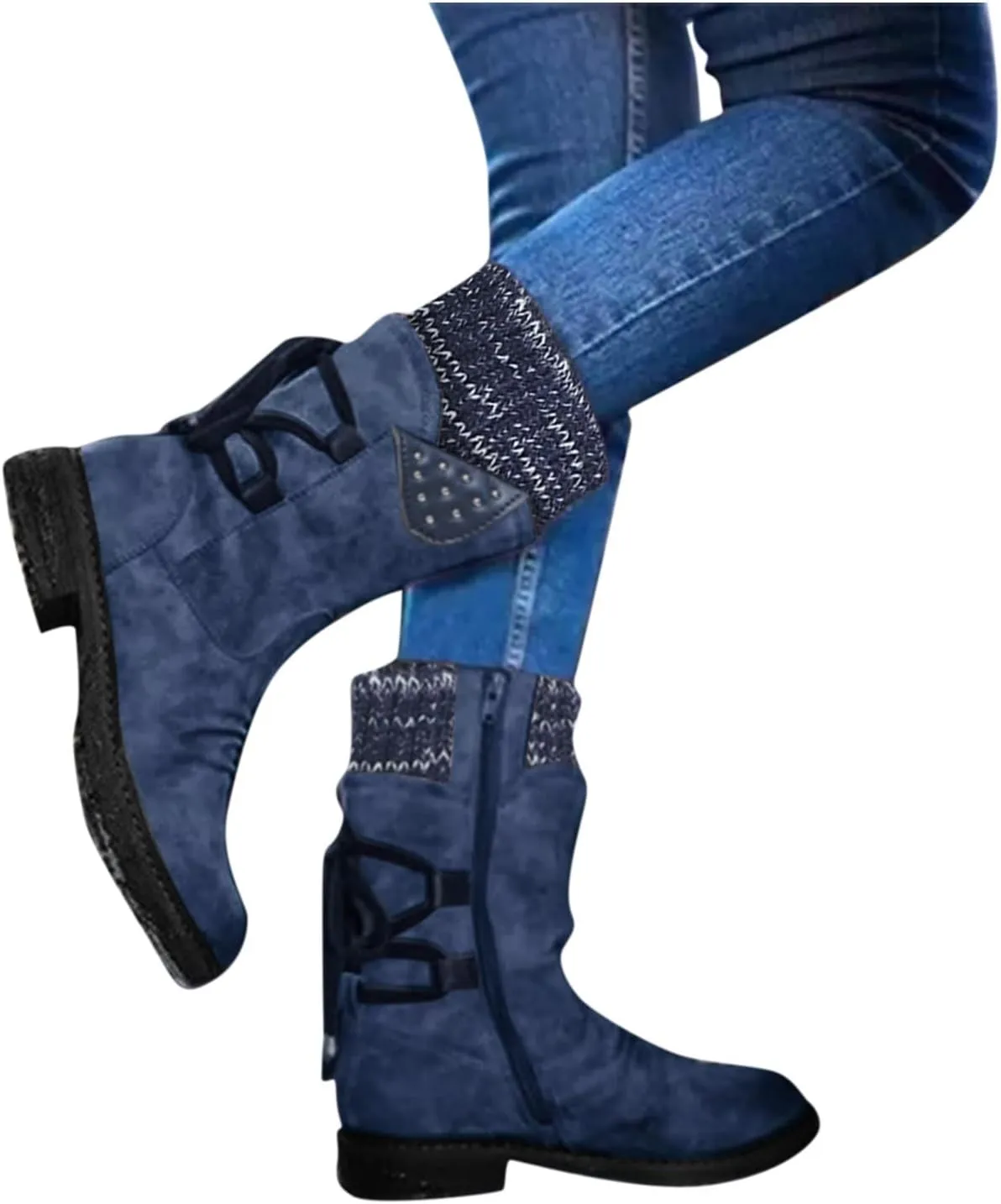 Ankle Booties for Women Low Heel Womens Ankle Boots Pointed Toe Chunky Heels Tassels Side Zipper Booties