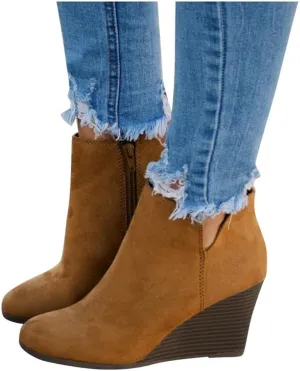 Ankle Booties for Women V Cut,Ankle Boots Pointed Toe Slip On Side Cutout Solid Color Chunky Block Stacked Mid Heel Booties