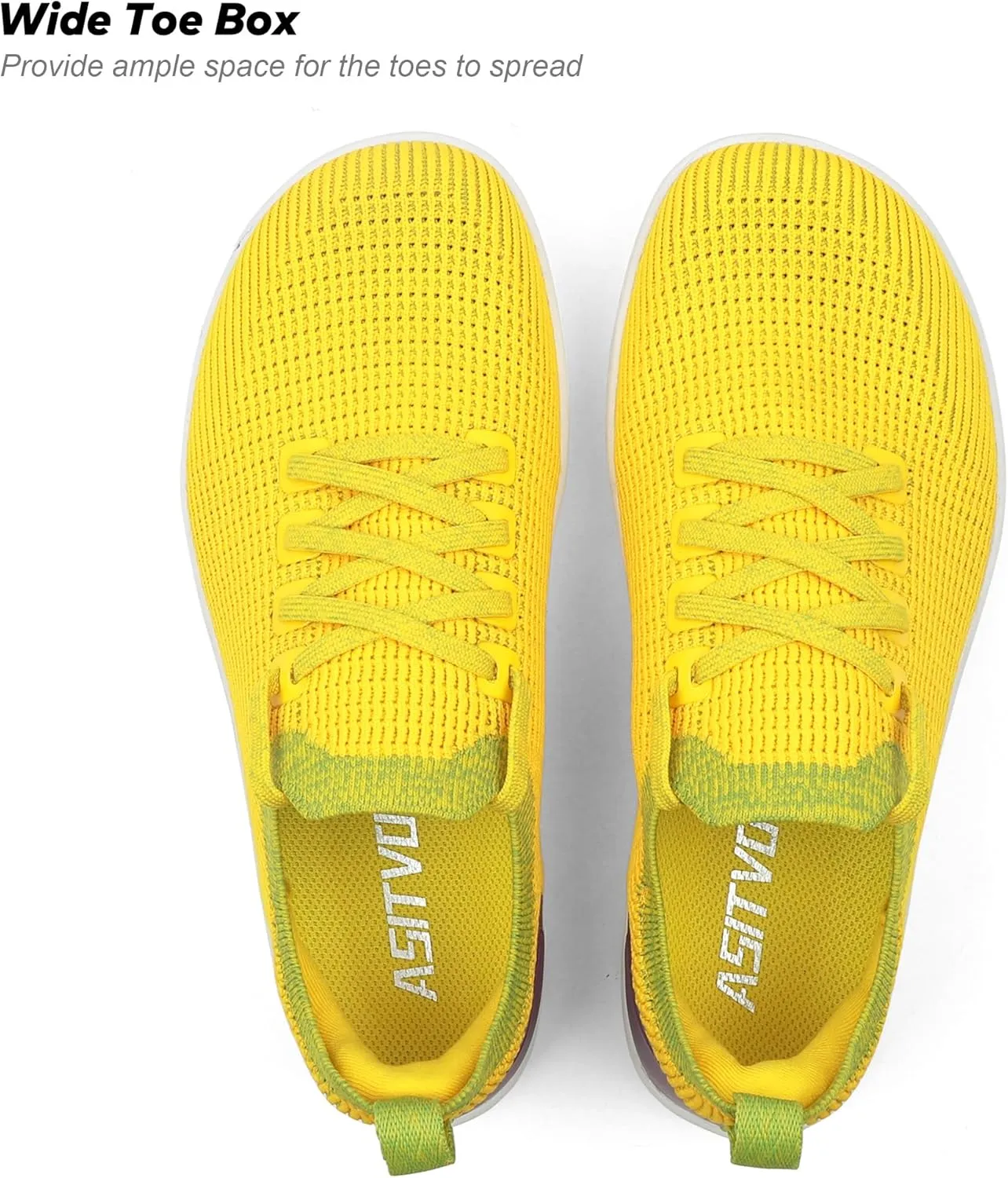 ASITVO Wide Women's Barefoot Zero Drop Sole Minimalist Width Toe Box Walking Shoes Sneakers Colourful Knit Upper