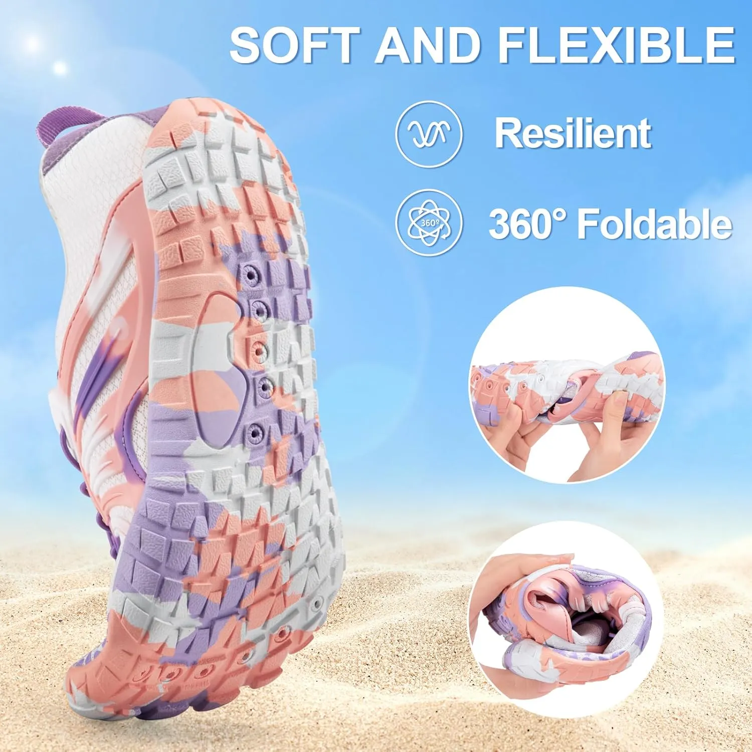 ATHMILE Water Shoes for Women Men Quick-Dry Lightweight Barefoot Beach Pool Aqua Shoes for Swim Hiking Snorkeling Kayak