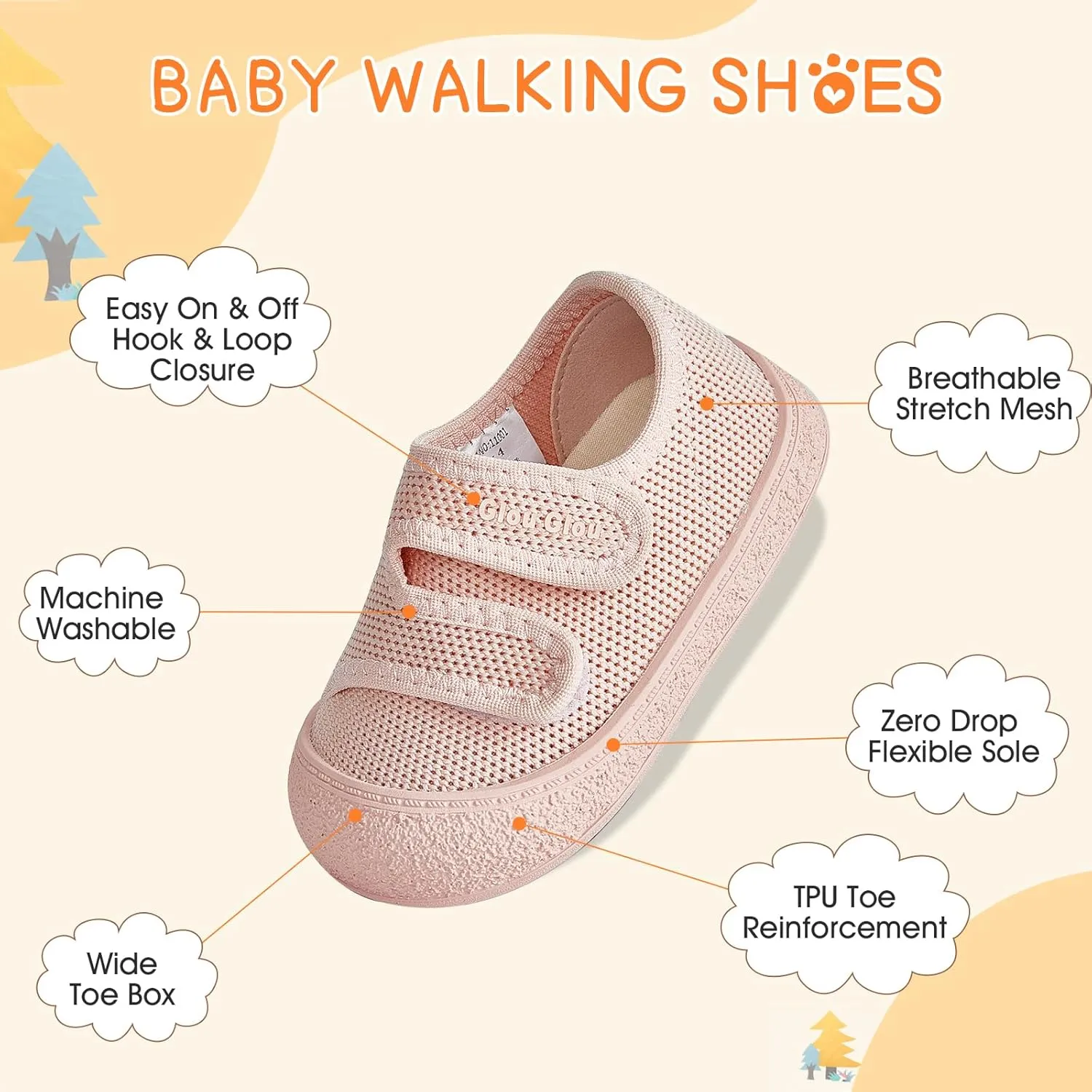 Baby Shoes Boys Girls First Walking Lightweight Non-Slip Toddler Sneakers Infant Tennis Shoes 6 9 12 18 20 24 Months