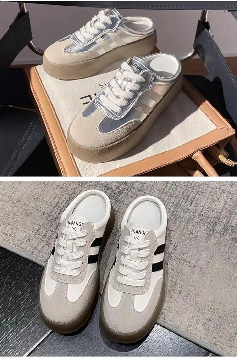 Backless Tennis Shoes for Women Wide Mule Sneakers Slip on Backless Sneakers Platform Canvas Mules Non Slip Chunky Thick Sole Lace Up Breathable Mesh Casual Walking Slides Lightweight Round Toe Girl