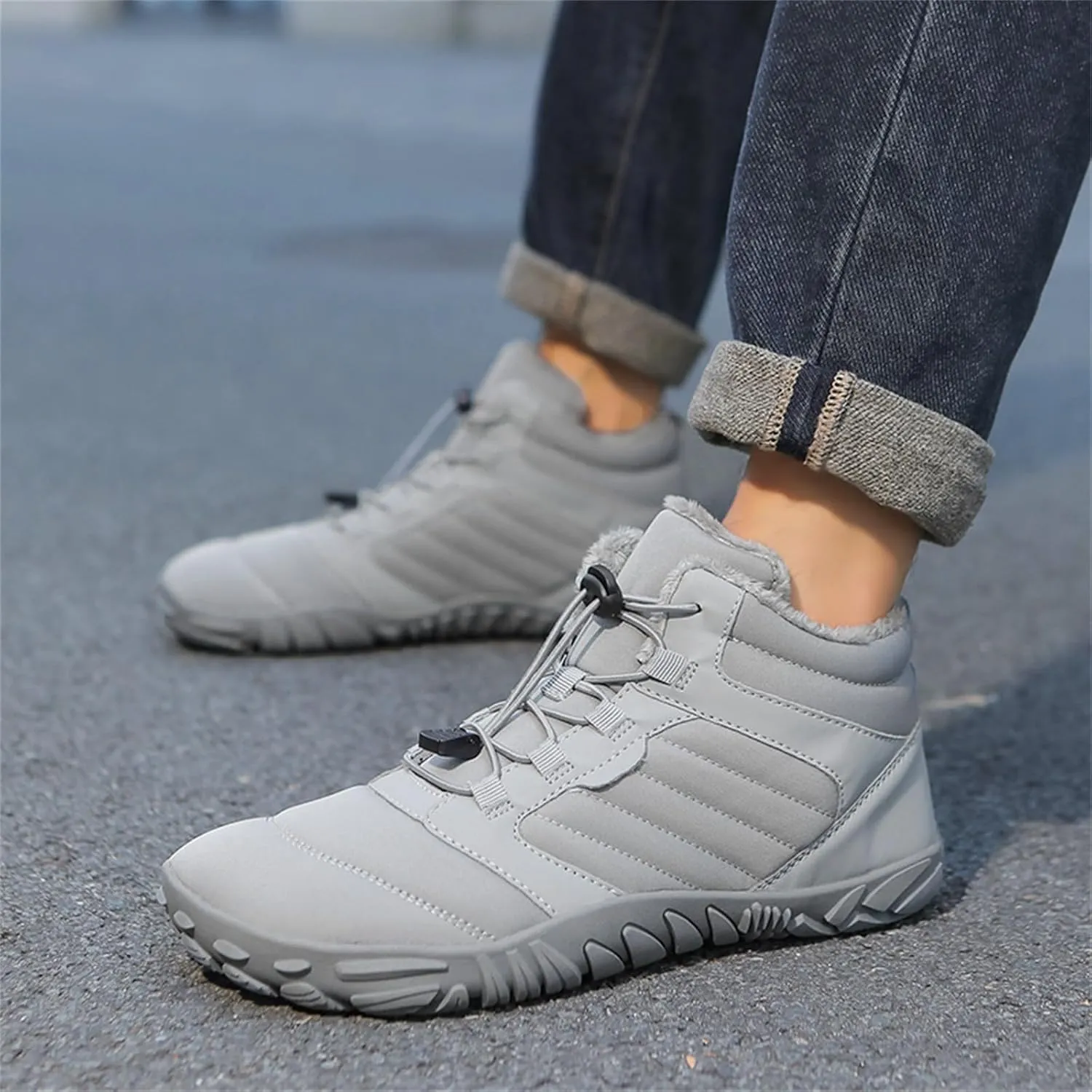 Barefoot Hiking Boots Women Waterproof Winter Barefoot Boots Insulated Warm Walking Hiking Boots for Women Trail Running Healthy Non-Slip Drop Zero Sole Wide Toe Box Comfortable Sneakers