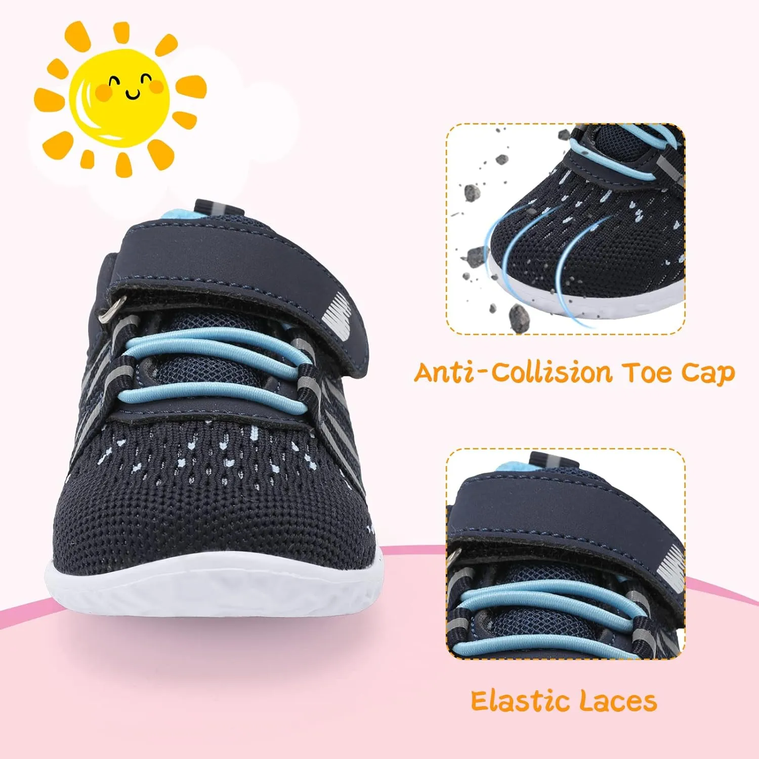 BARERUN Baby Sneakers Toddler Shoes Soft Anti-Slip Sole Newborn First Walkers Infant Toddler Breathable Athletic Running Shoes