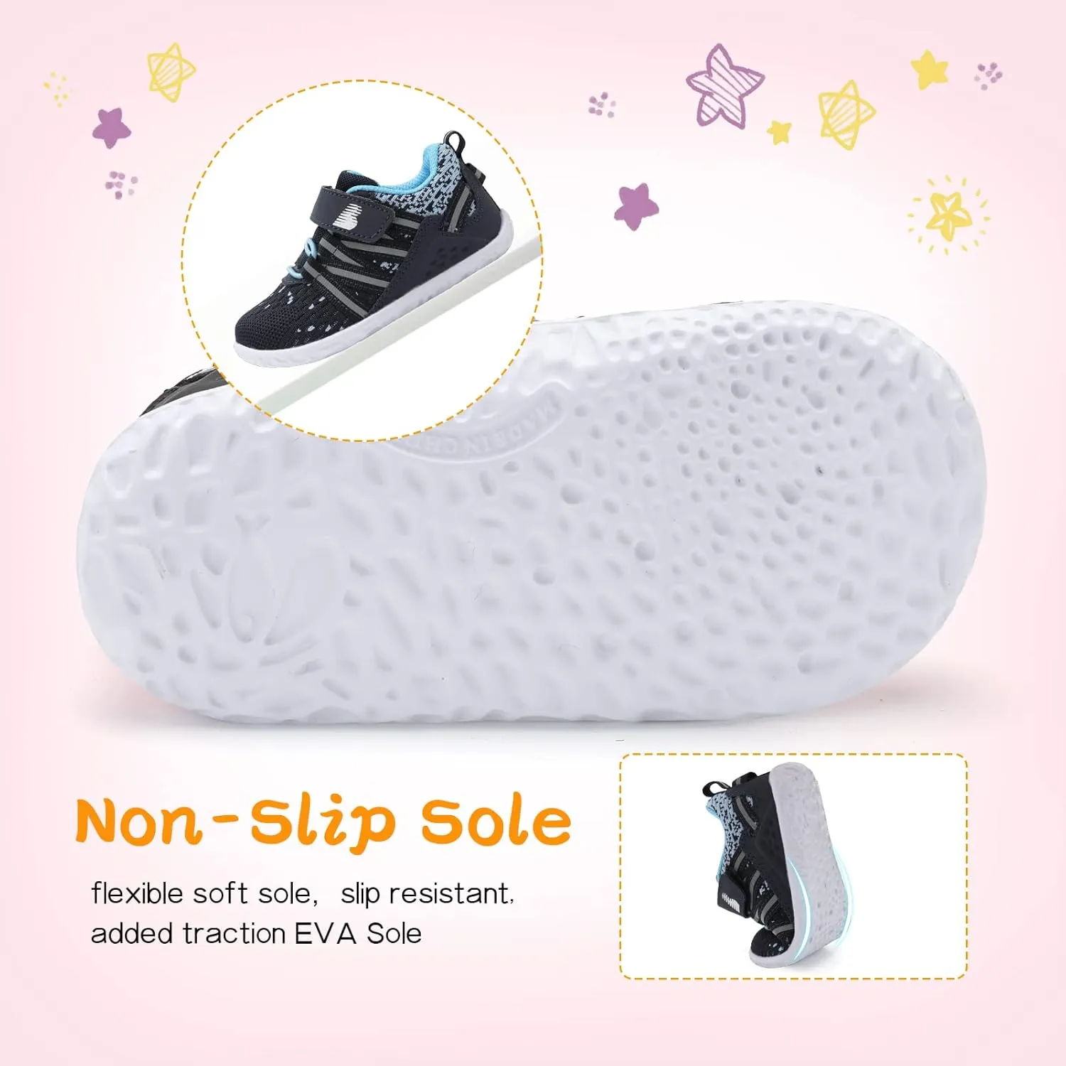 BARERUN Baby Sneakers Toddler Shoes Soft Anti-Slip Sole Newborn First Walkers Infant Toddler Breathable Athletic Running Shoes