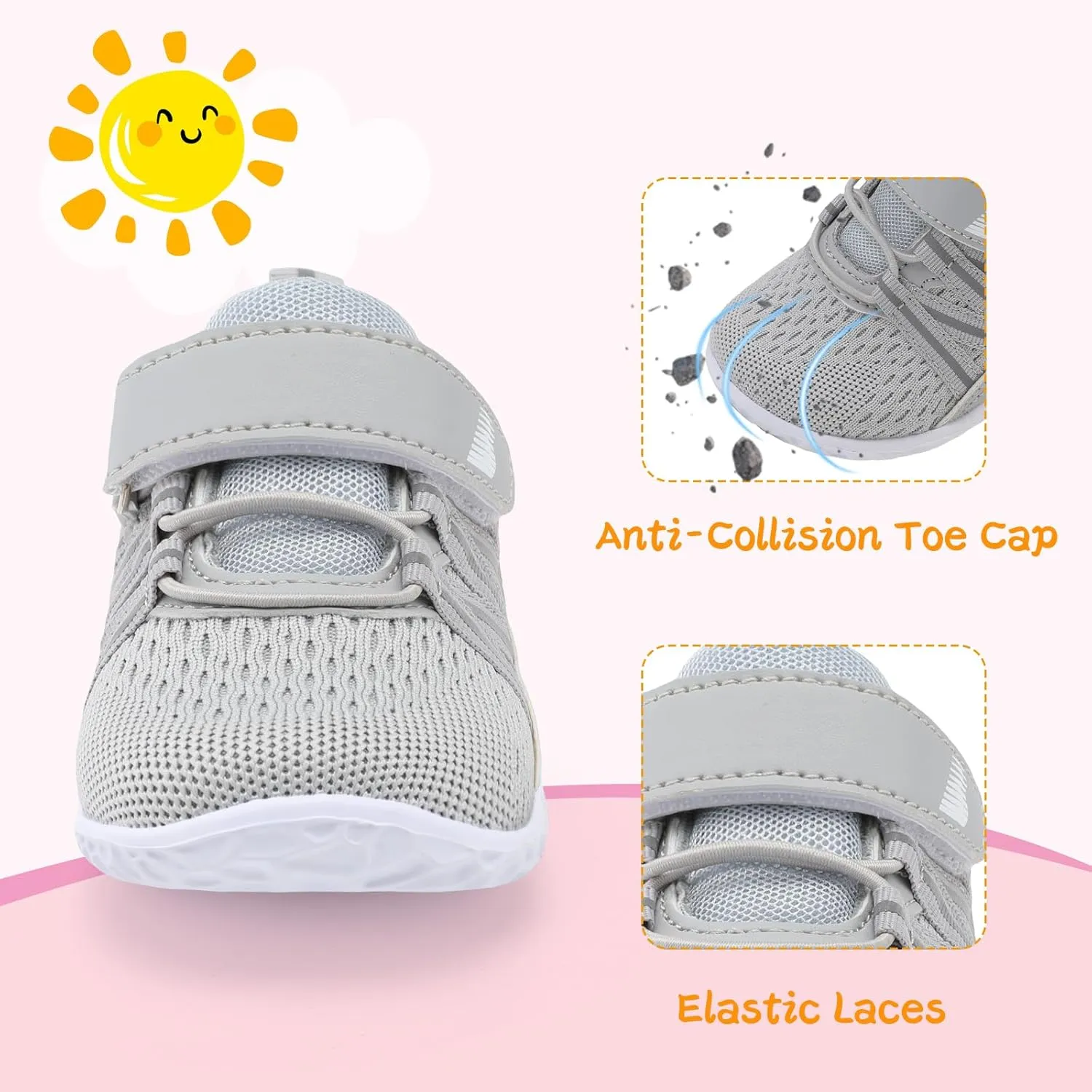 BARERUN Baby Sneakers Toddler Shoes Soft Anti-Slip Sole Newborn First Walkers Infant Toddler Breathable Athletic Running Shoes