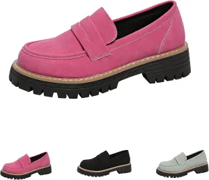 Bootara Loafers Women,Women's Platform Penny Loafers Slip On-Suede Chunky Dress Shoes Casual Business