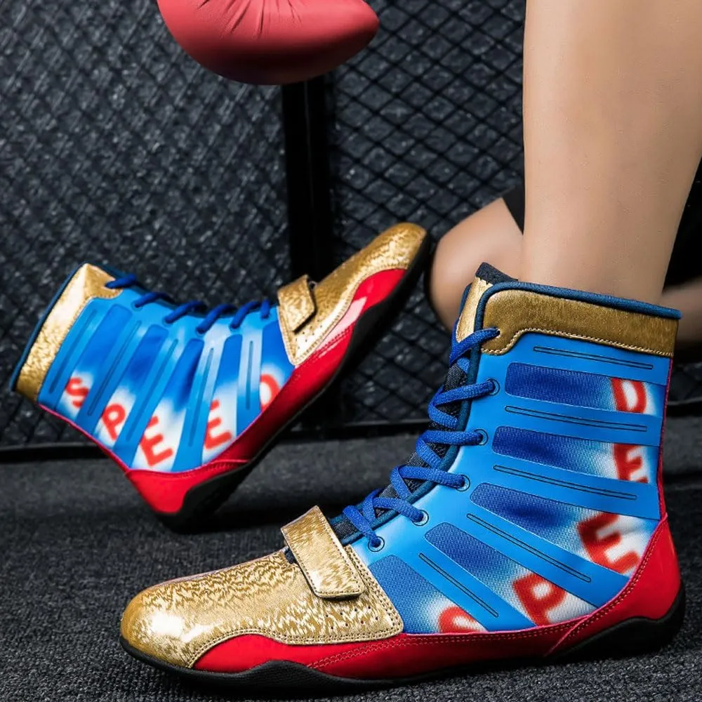 Boxing Shoes Unisex high-top Men's women's Pro Wrestling Shoes Boxing Footwear Fitness Training Boxing Boots Teens Muay Thai Kickboxing Sparring Boxers Trainers Martial Arts Shoes Breathable,35-47 EU