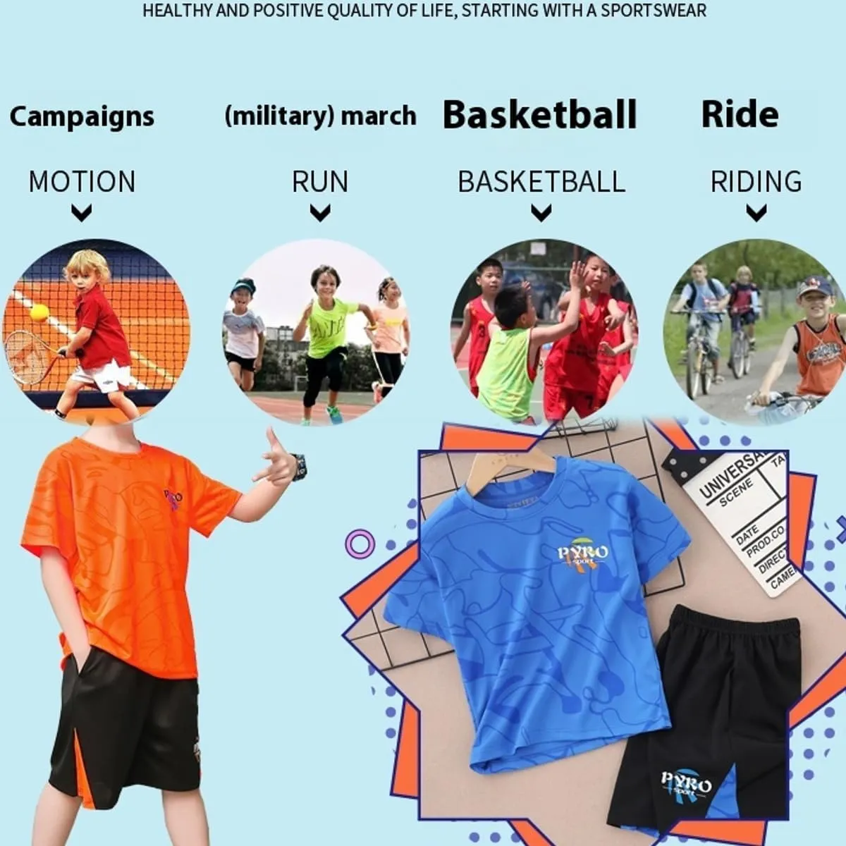 Boys Athletic Short Sets Toddler Quick-Dry Mesh T-Shirt Shorts Outfits Youth 5-13 Y Lightweight Sports School Clothes