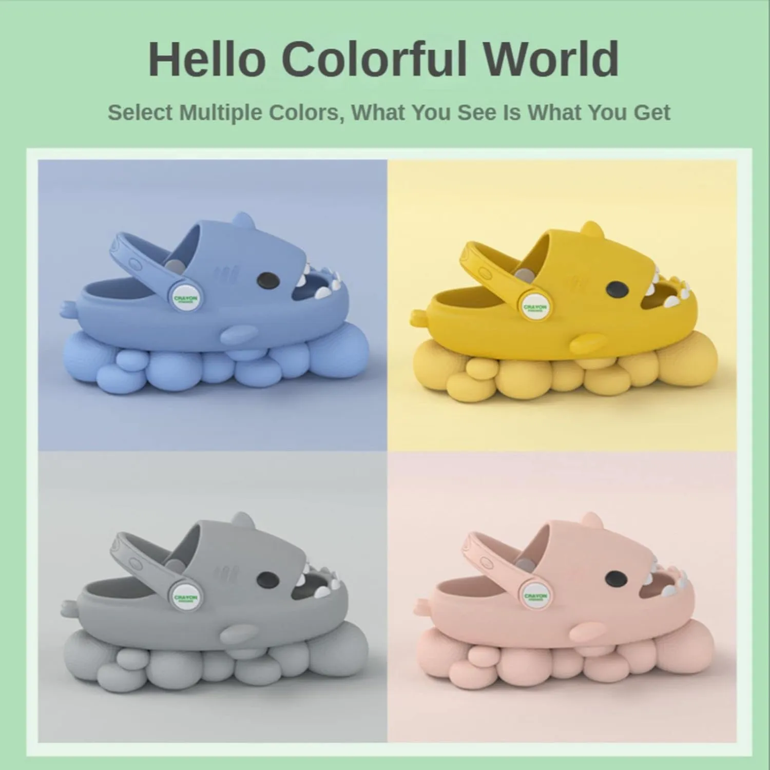 Boys Girl Cloud Shark Slides Non-Slip Novelty Open Toe Sandals Extremely Comfy Cushioned Thick Sole Indoor & Outdoor Cute Cartoon Shower Slippers