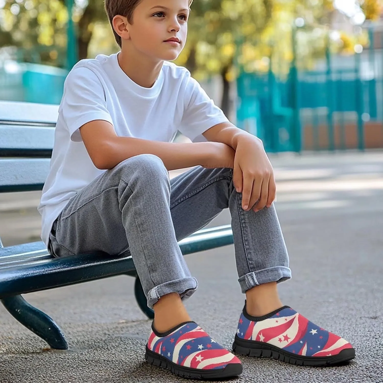 Boys Girls Casual Sneakers,Comfortable Slip On Flats Sport Training Shoes Children's Air Mesh Running Shoes