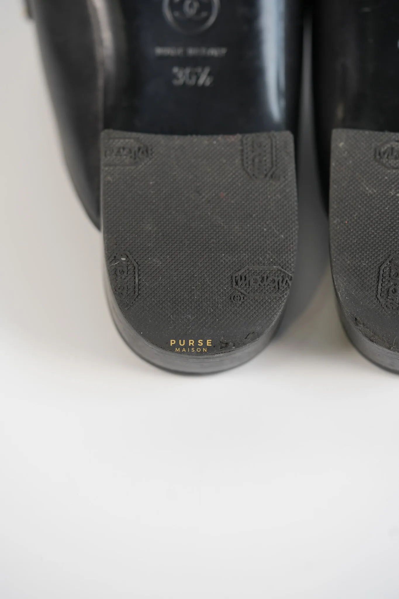 Braided Chain Mules in Black Leather Size 36.5 (23cm)