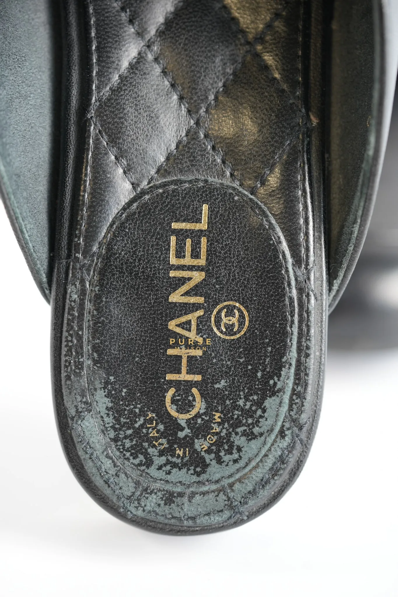Braided Chain Mules in Black Leather Size 36.5 (23cm)