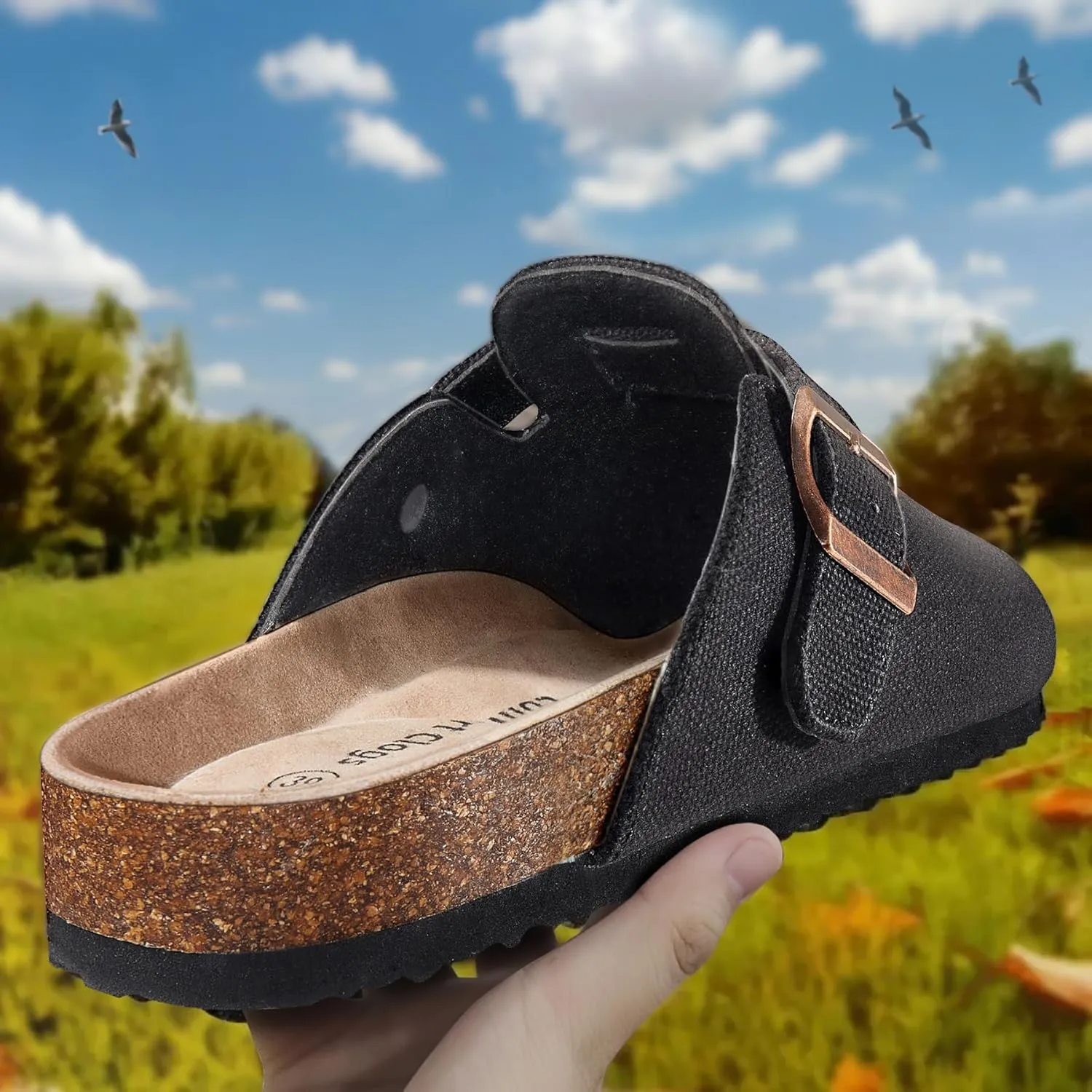 BULLIANT Women Clogs-Comfortable Mules Slippers Sandals Nurse Shoes Unisex for Men-Cushioned Footed Flannel-Lined Upper
