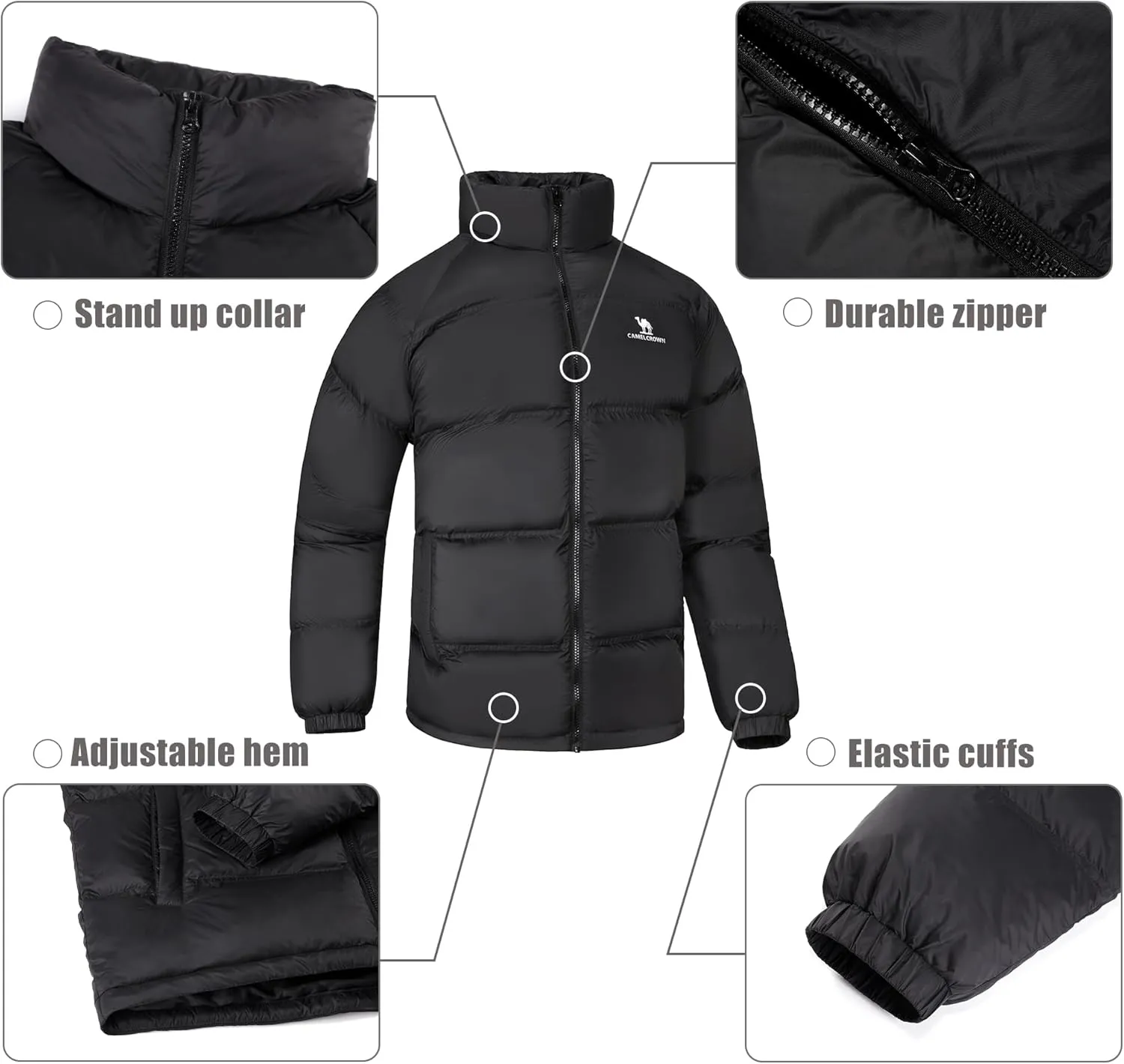 CAMELSPORTS Men's Thicken Winter Coats Warm Quilted Puffer Jackets Windproof Winter Jackets Windbreaker Insulated Jackets II