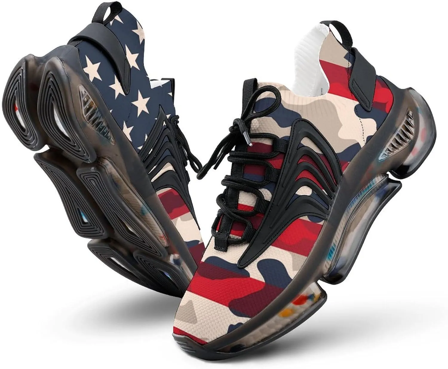 Camouflage U.S. Flag Men's Tennis Shoes Fashion Athletic Sneakers for Sport Walking Running Workout