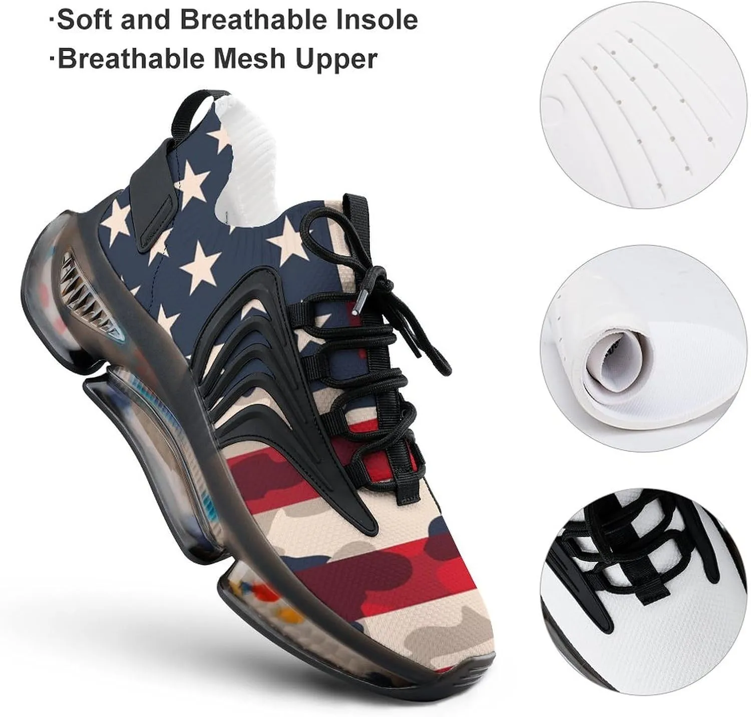 Camouflage U.S. Flag Men's Tennis Shoes Fashion Athletic Sneakers for Sport Walking Running Workout