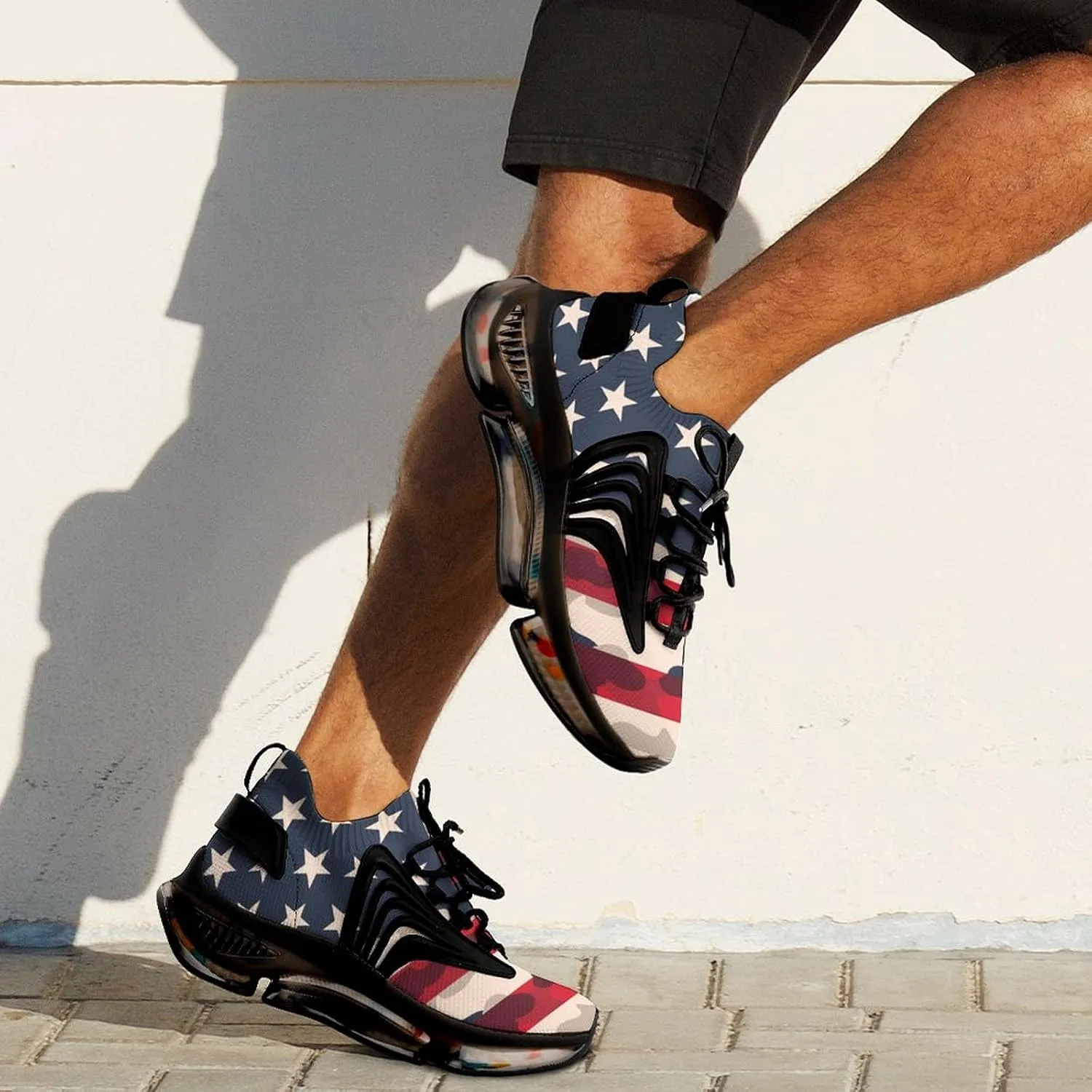 Camouflage U.S. Flag Men's Tennis Shoes Fashion Athletic Sneakers for Sport Walking Running Workout