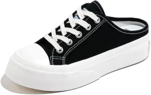 Canvas Mules for Women Backless Sneakers Slip on Comfortable Casual Shoes
