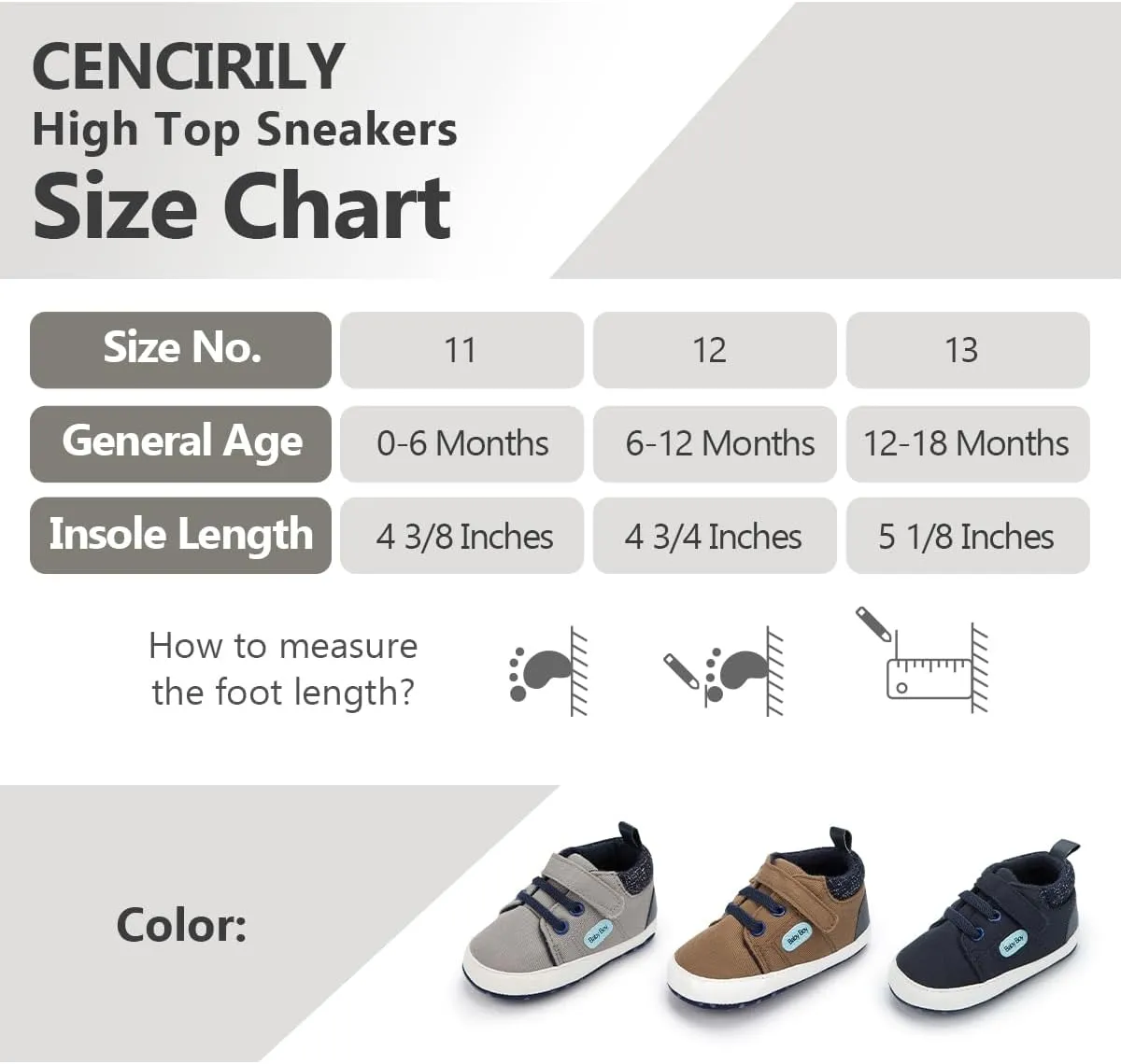 CENCIRILY Baby Boys Girls High Top Sneakers Soft Soles Anti Skid Infant Ankle Shoes Toddler Prewalker First Walking Crib Shoes