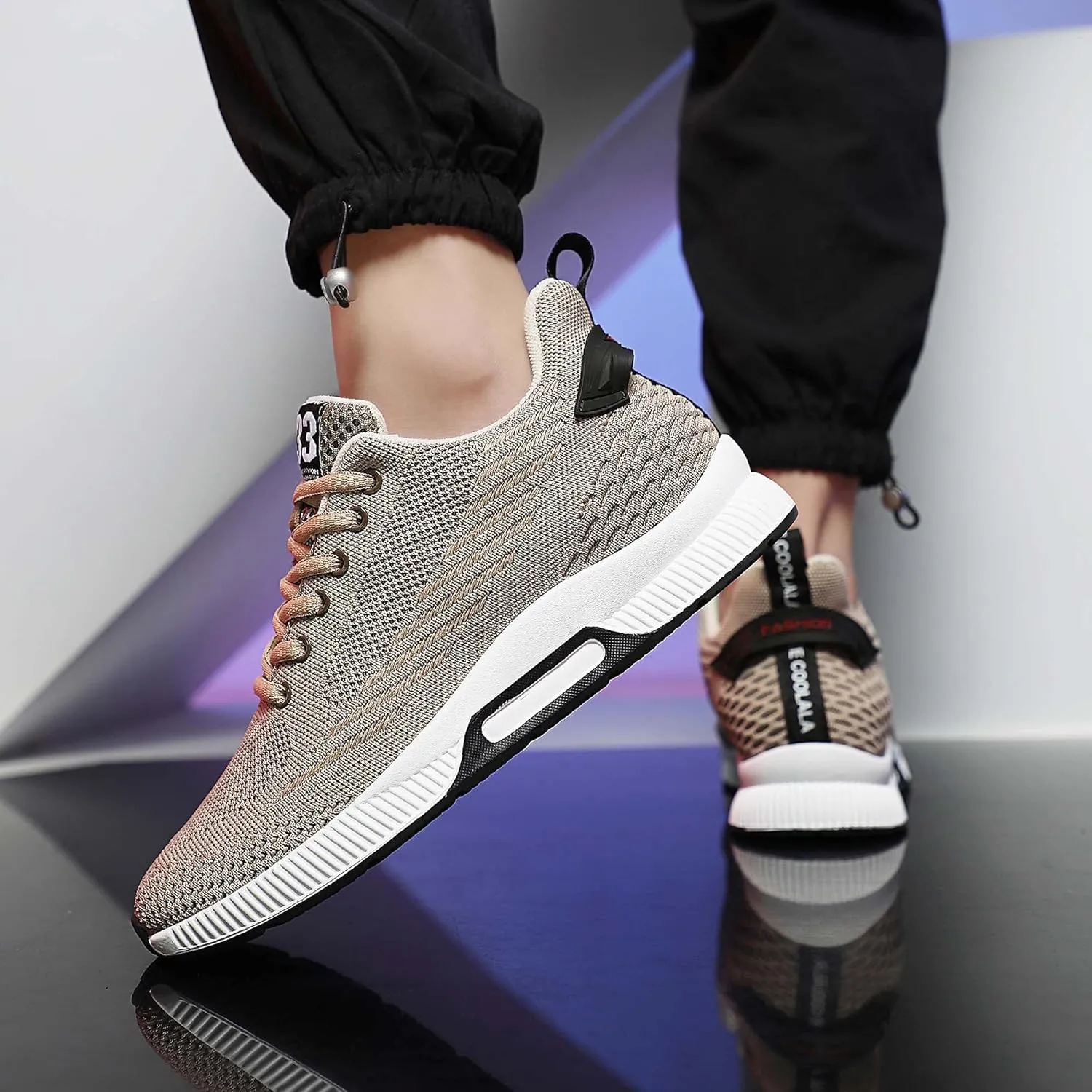 CERYTHRINA Men Elevator Sneakers Sports Shoes Invisible Height Increasing 2.36 Inches Taller Elevator Shoes Lace up Fashion Sneakers