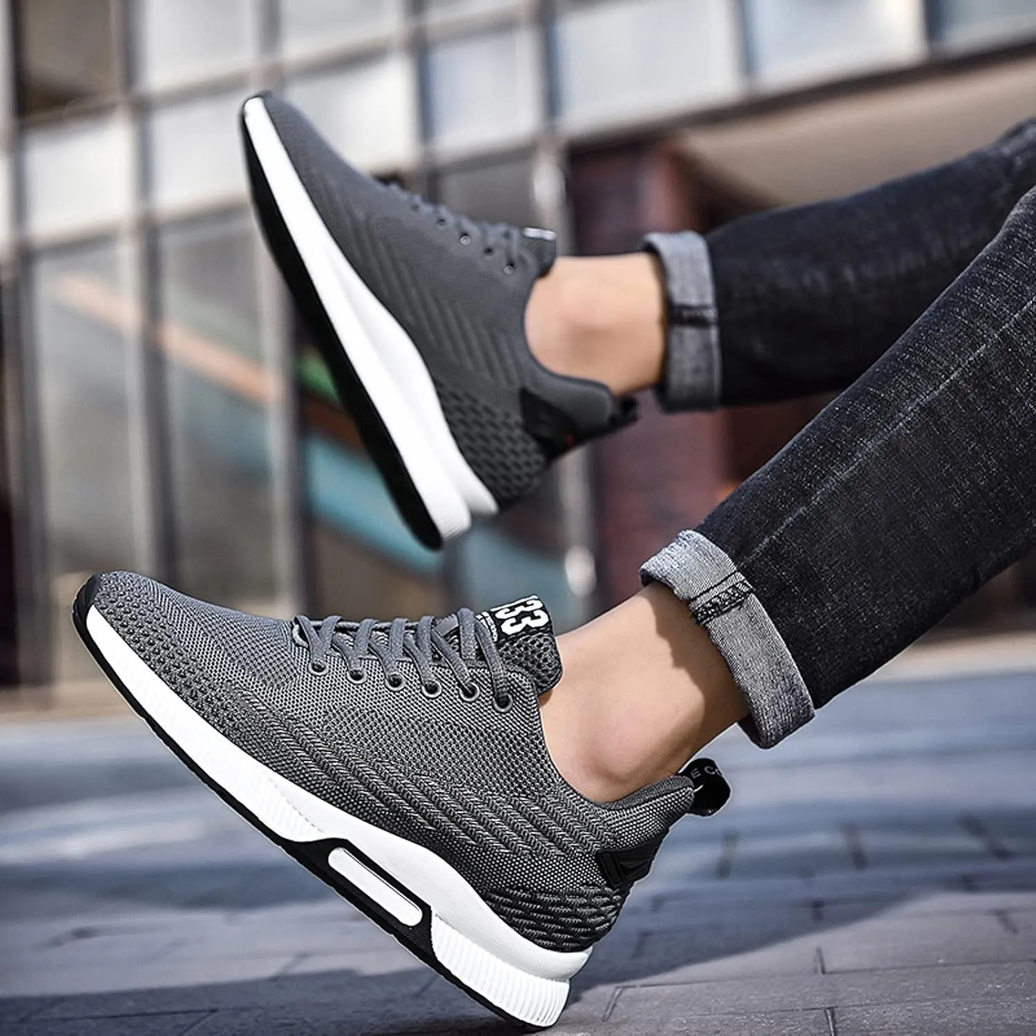 CERYTHRINA Men Elevator Sneakers Sports Shoes Invisible Height Increasing 2.36 Inches Taller Elevator Shoes Lace up Fashion Sneakers