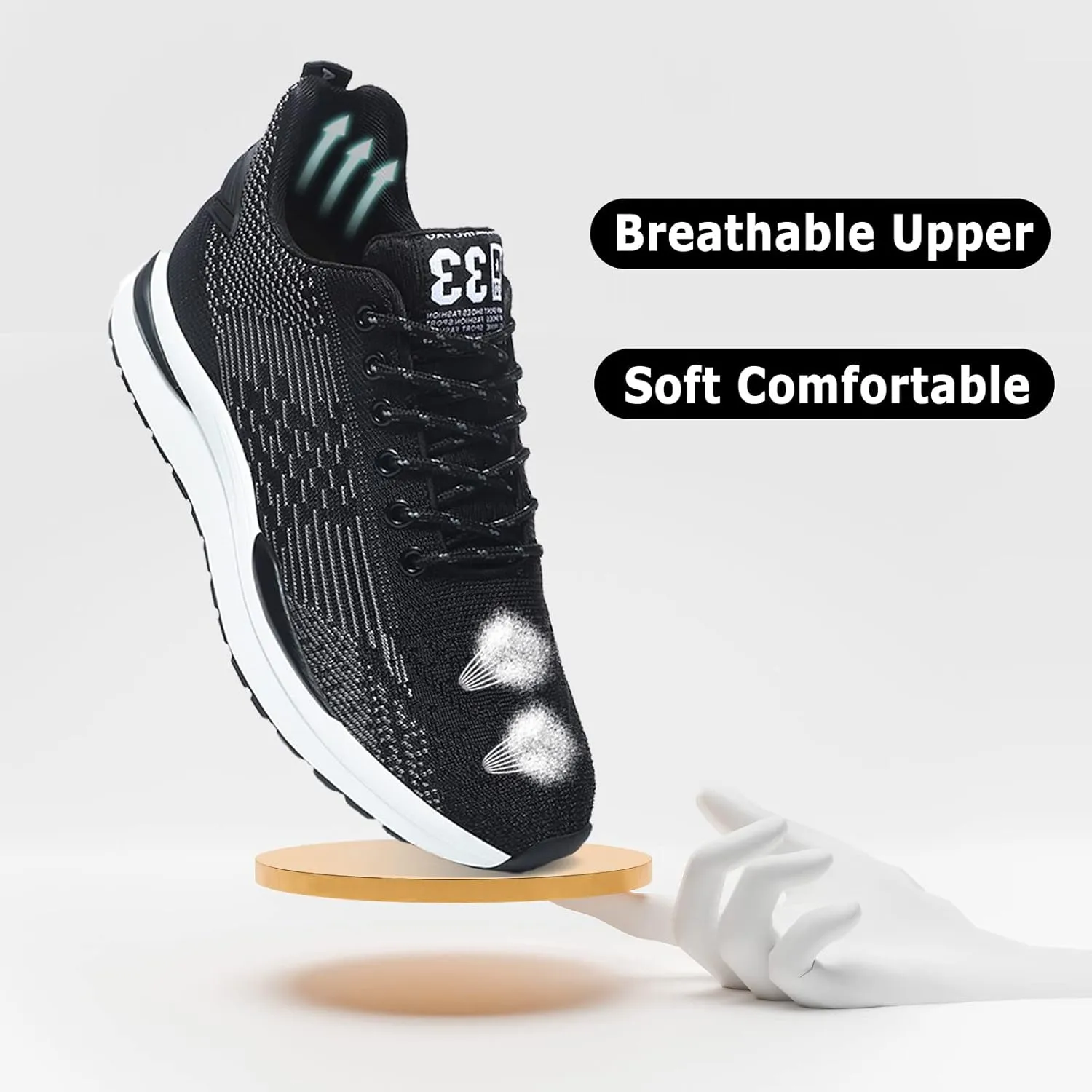 CERYTHRINA Men Elevator Sneakers Sports Shoes Invisible Height Increasing 2.36 Inches Taller Elevator Shoes Lace up Fashion Sneakers