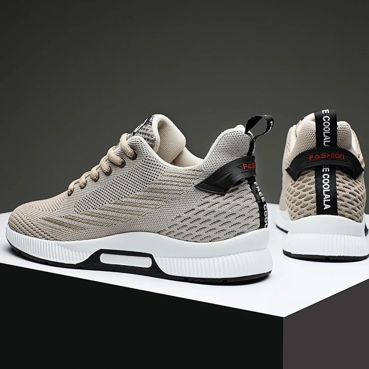 CERYTHRINA Men Elevator Sneakers Sports Shoes Invisible Height Increasing 2.36 Inches Taller Elevator Shoes Lace up Fashion Sneakers