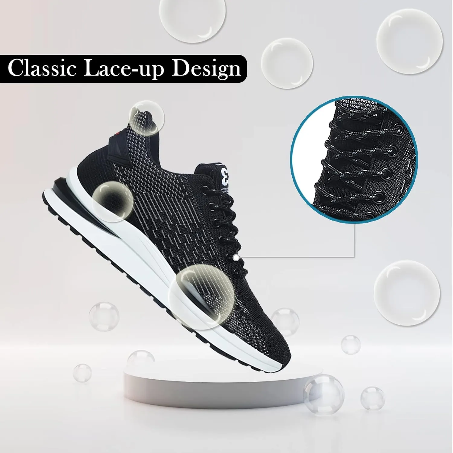 CERYTHRINA Men Elevator Sneakers Sports Shoes Invisible Height Increasing 2.36 Inches Taller Elevator Shoes Lace up Fashion Sneakers