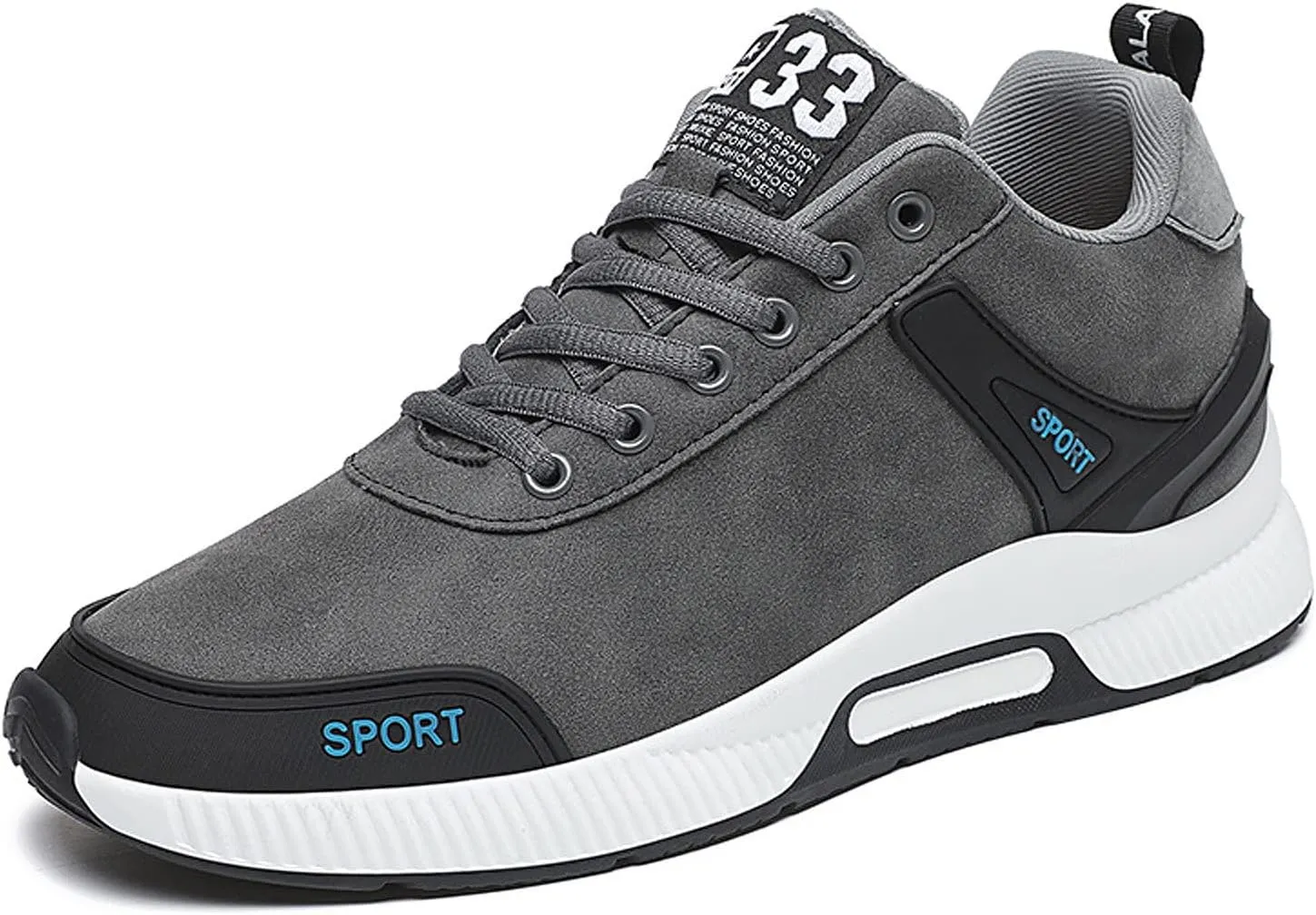 CERYTHRINA Men's Invisible Height Increasing Elevator Shoes 2.36 Inches Taller Lace-up Leather Lightweight Hip Hop Fashion Sneakers