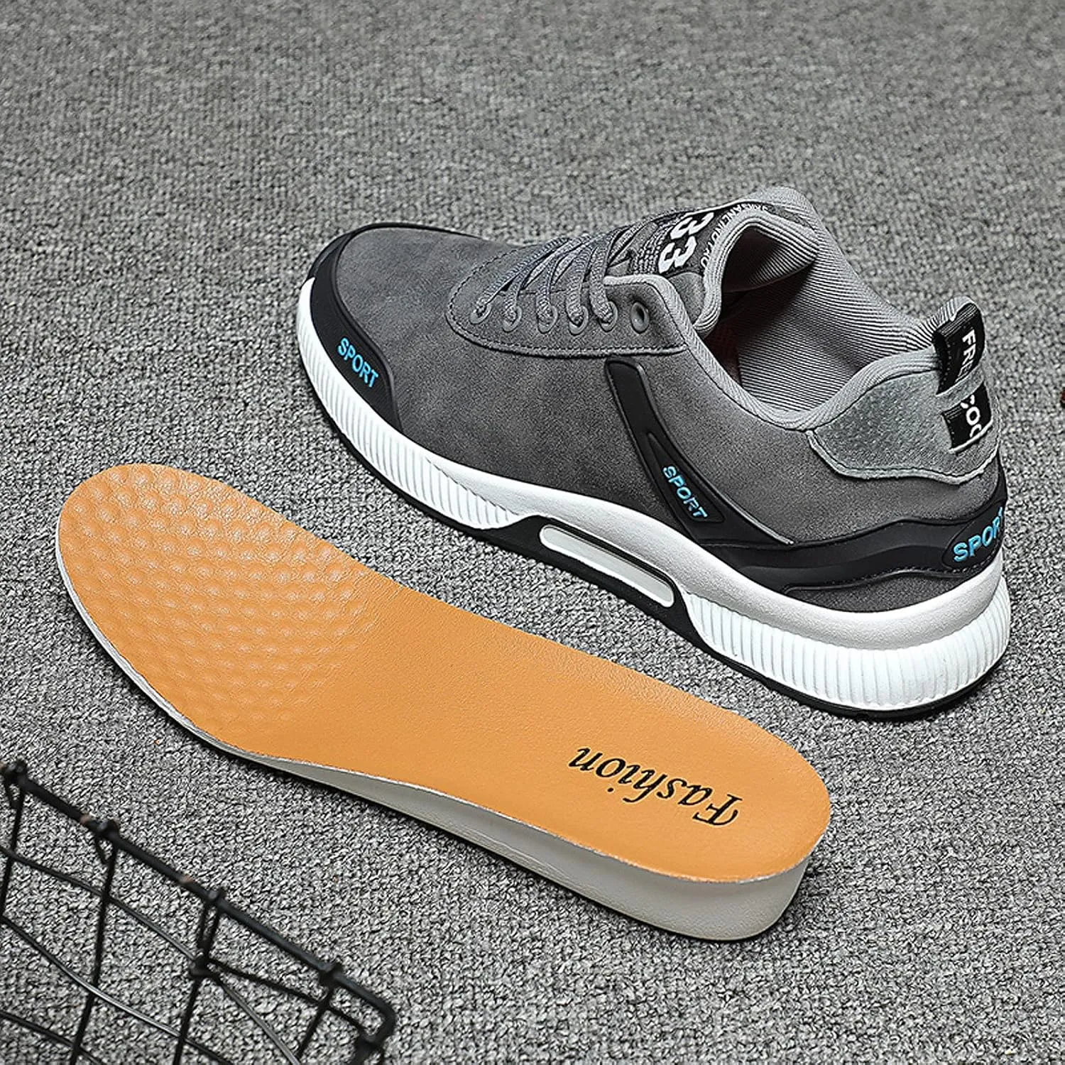 CERYTHRINA Men's Invisible Height Increasing Elevator Shoes 2.36 Inches Taller Lace-up Leather Lightweight Hip Hop Fashion Sneakers