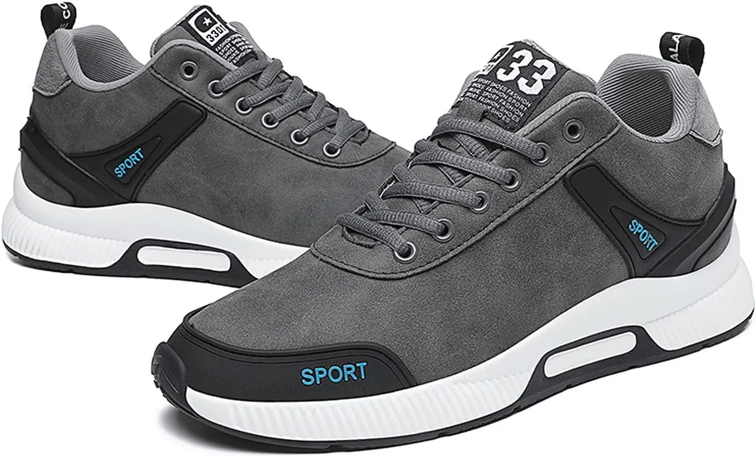 CERYTHRINA Men's Invisible Height Increasing Elevator Shoes 2.36 Inches Taller Lace-up Leather Lightweight Hip Hop Fashion Sneakers