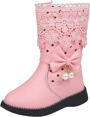 Childrens Leather Sequin Boots Baby Girls Mid Length 𝐖aterproof Snowboots Slip On Boots For Boys Size 3 With Lace