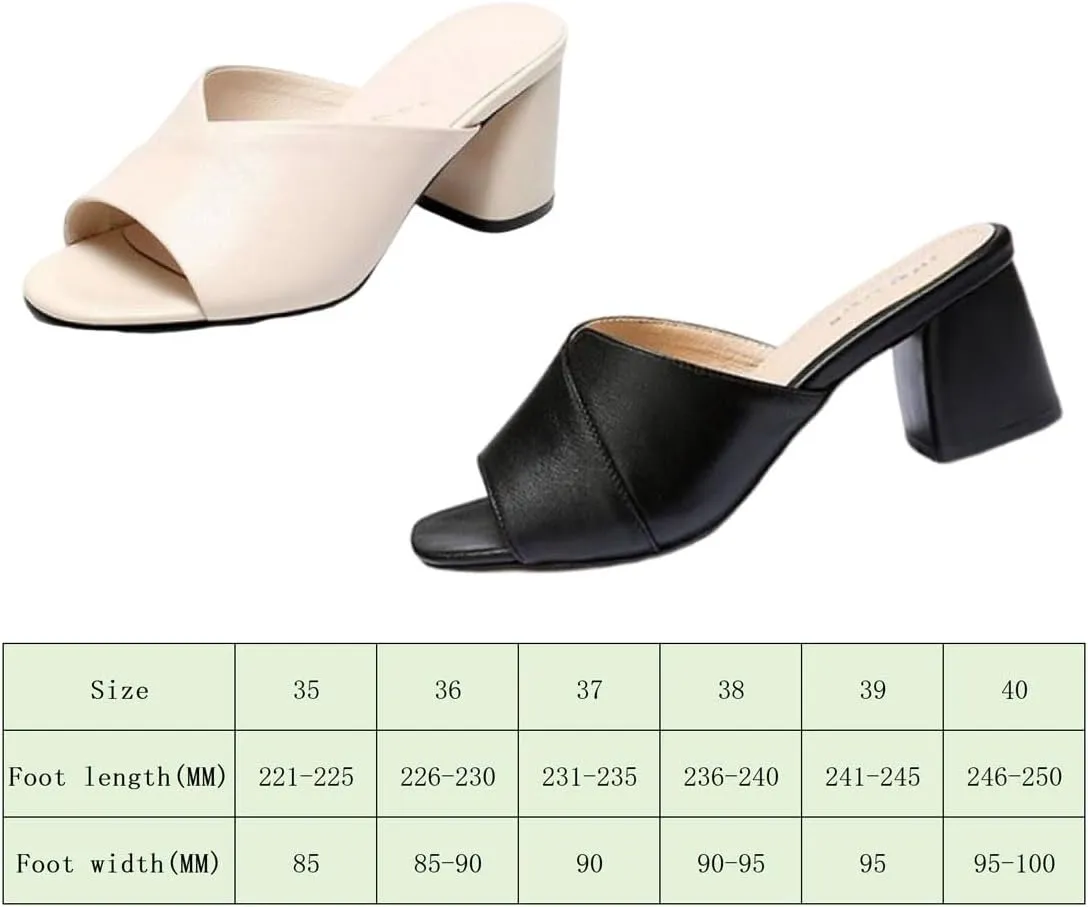 Chunky Heel Slip-On Platform Sandals for Women, 2025 New Black Wedge Mules, Open Toe Slides Dress Shoes