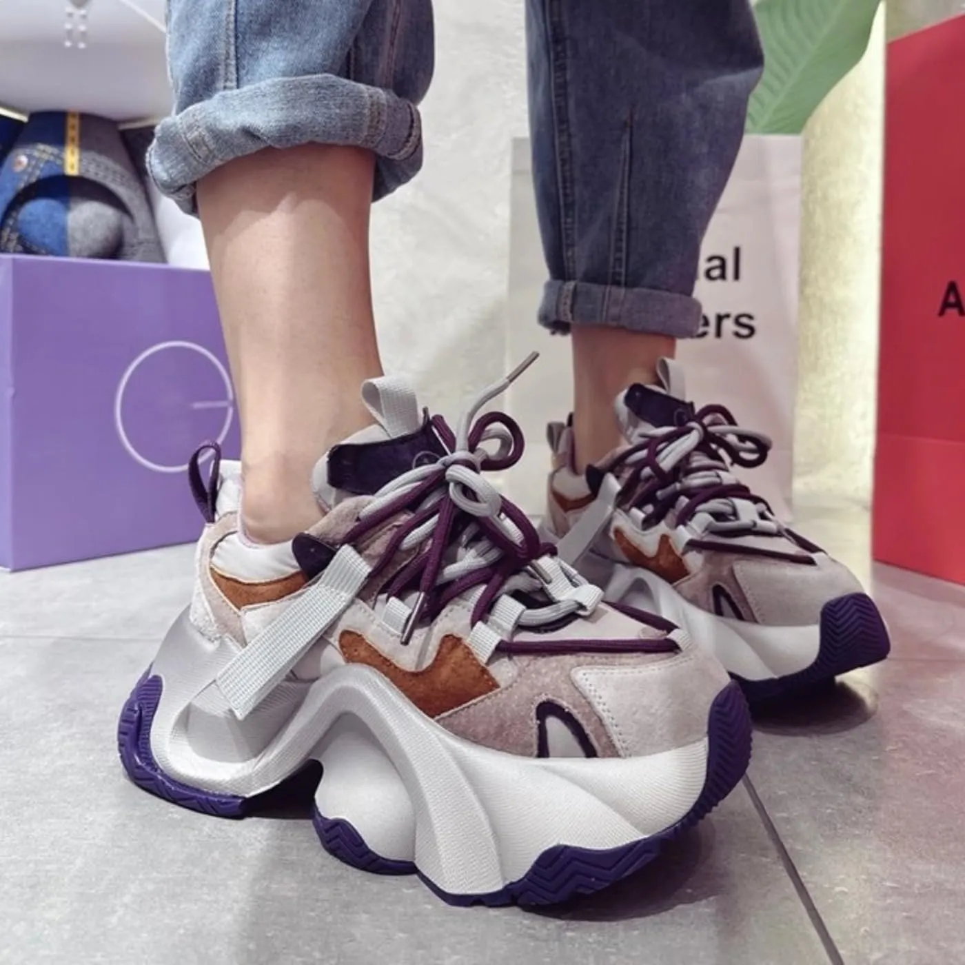 Chunky Sneakers for Women & Girls 2.7-Inch Platform Fashion Casual Comfortable Walking Shoes