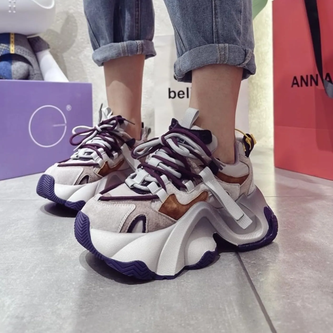 Chunky Sneakers for Women & Girls 2.7-Inch Platform Fashion Casual Comfortable Walking Shoes
