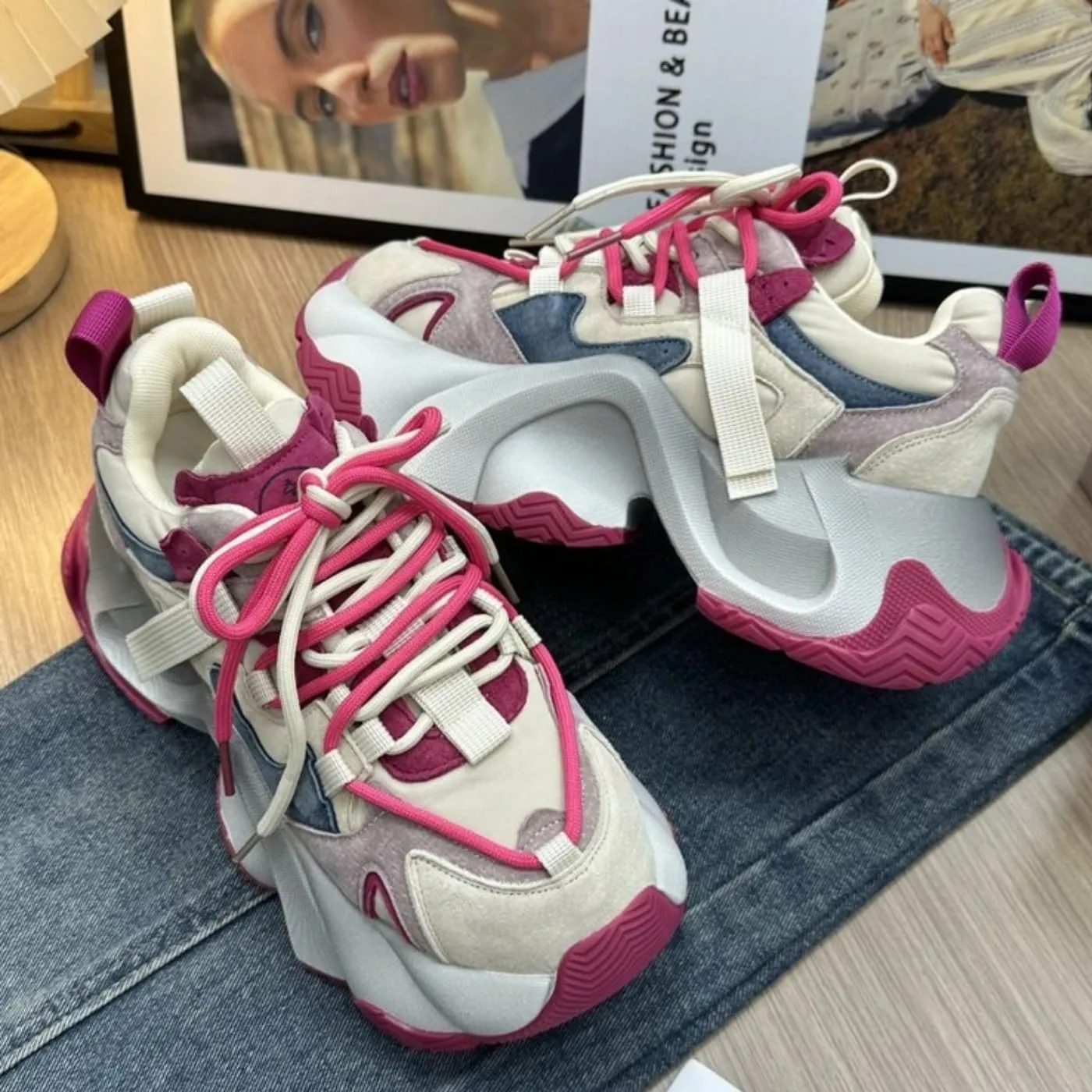 Chunky Sneakers for Women & Girls 2.7-Inch Platform Fashion Casual Comfortable Walking Shoes