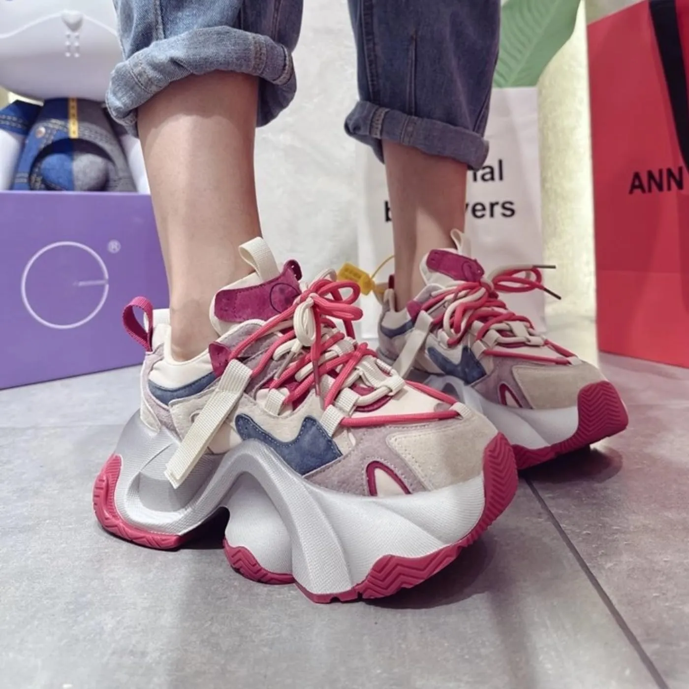 Chunky Sneakers for Women & Girls 2.7-Inch Platform Fashion Casual Comfortable Walking Shoes