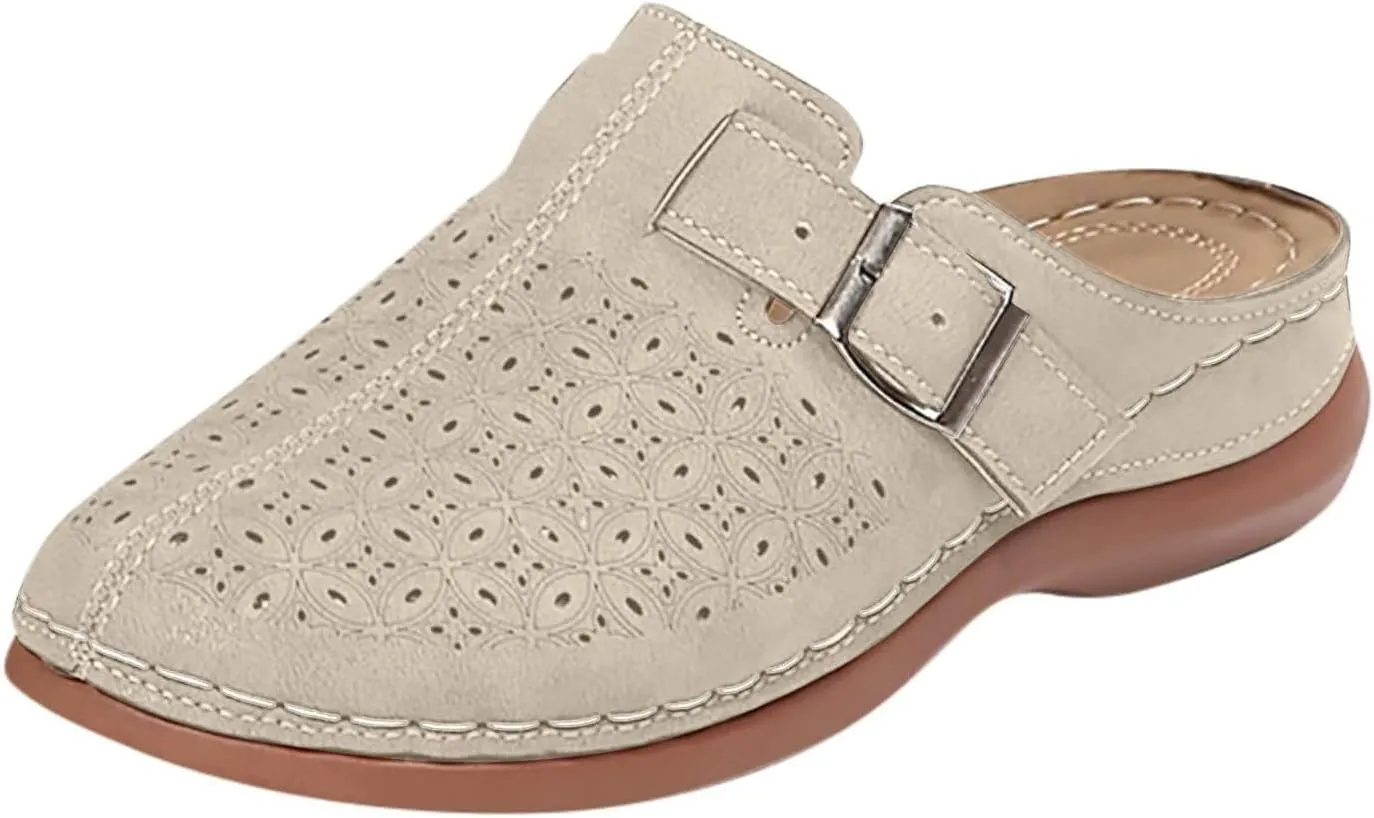 Clogs for Women Closed Toe Walking Sandals Comfortable Arch Support Mules Backless Low Wedge Slip on Shoes Fashion Breathable Summer Sandals Casual Hollow Out Sandal