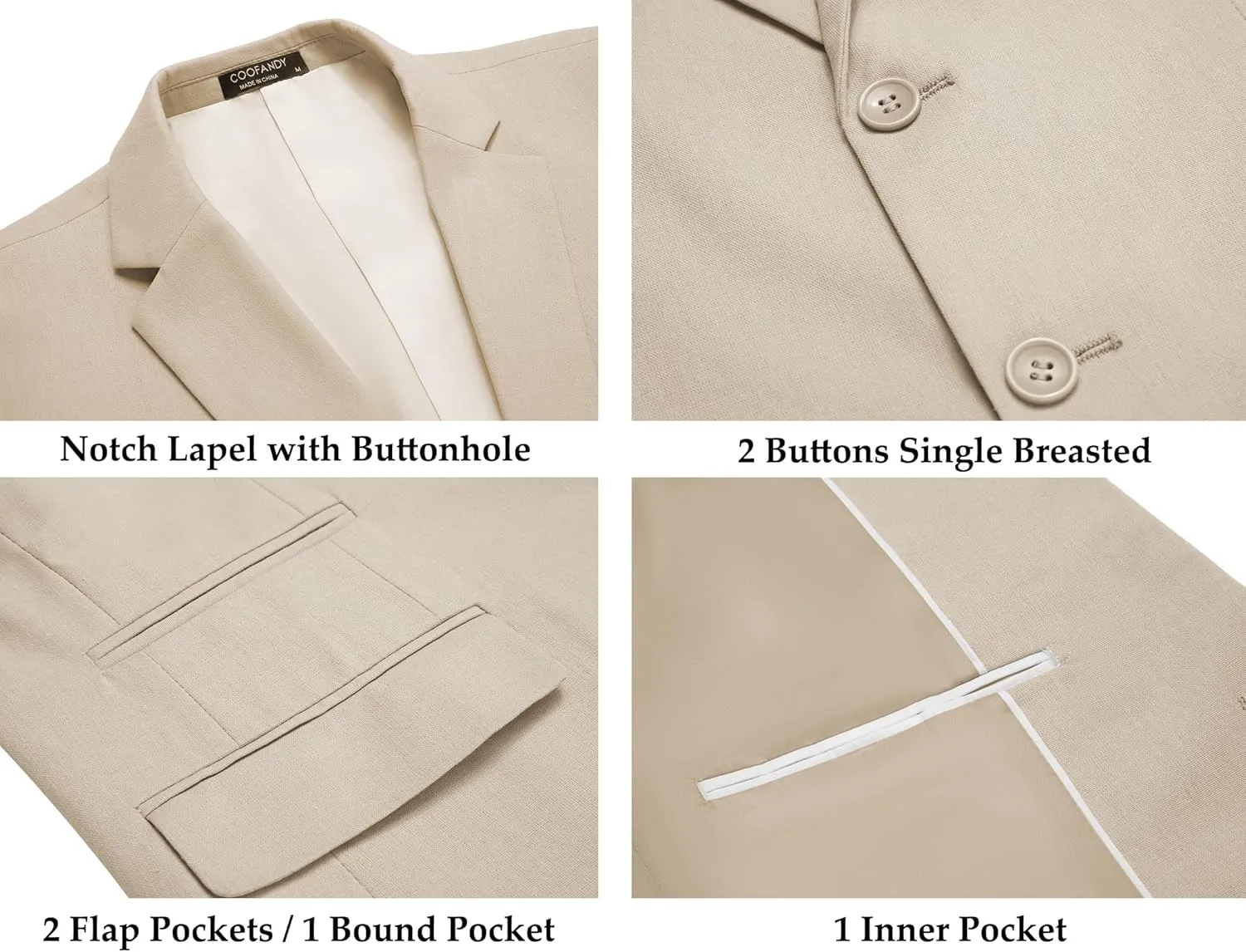 COOFANDY Men's 2 Piece Linen Suits Set Regular Fit Casual Lightweight Blazer Jacket and Pants