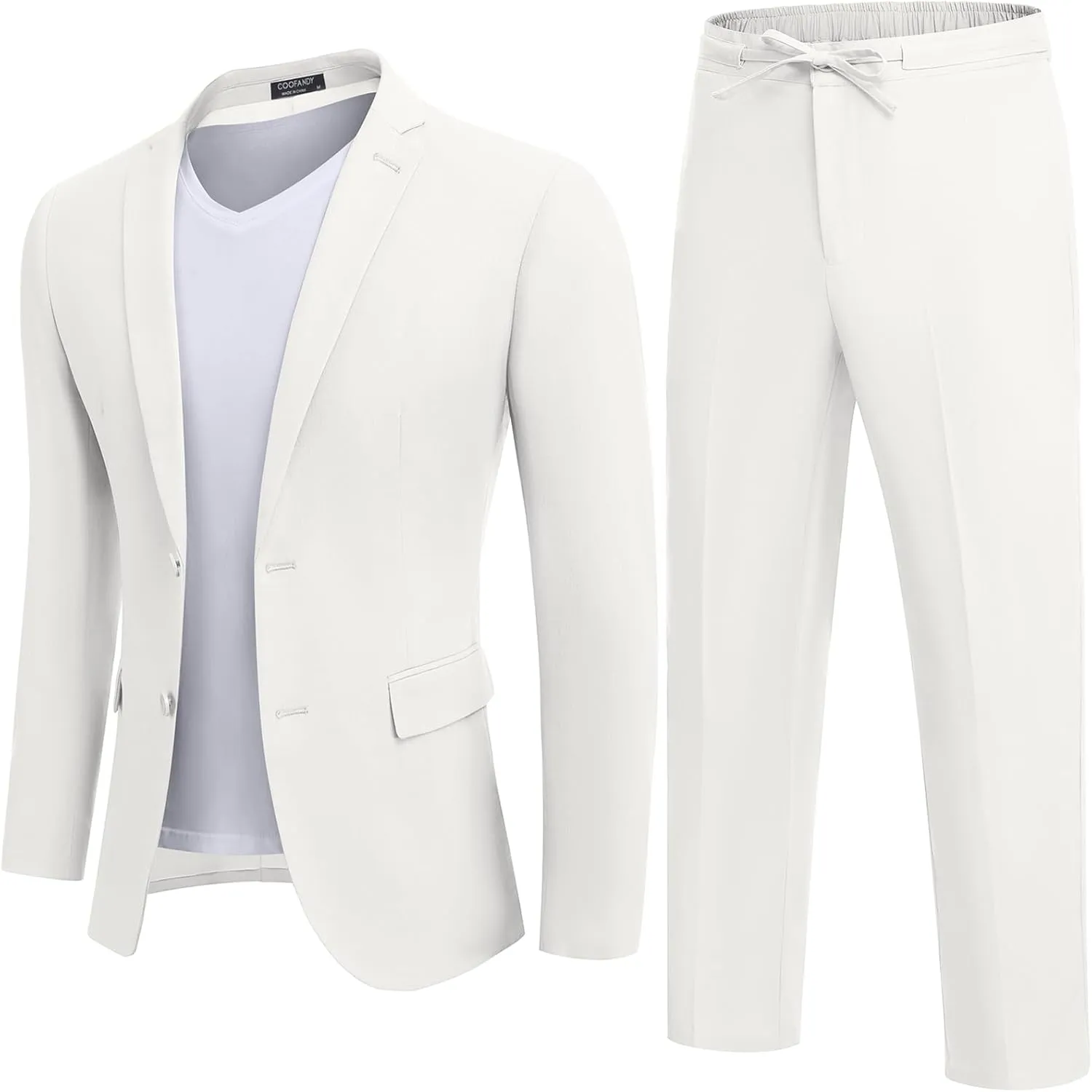 COOFANDY Men's 2 Piece Linen Suits Set Regular Fit Casual Lightweight Blazer Jacket and Pants