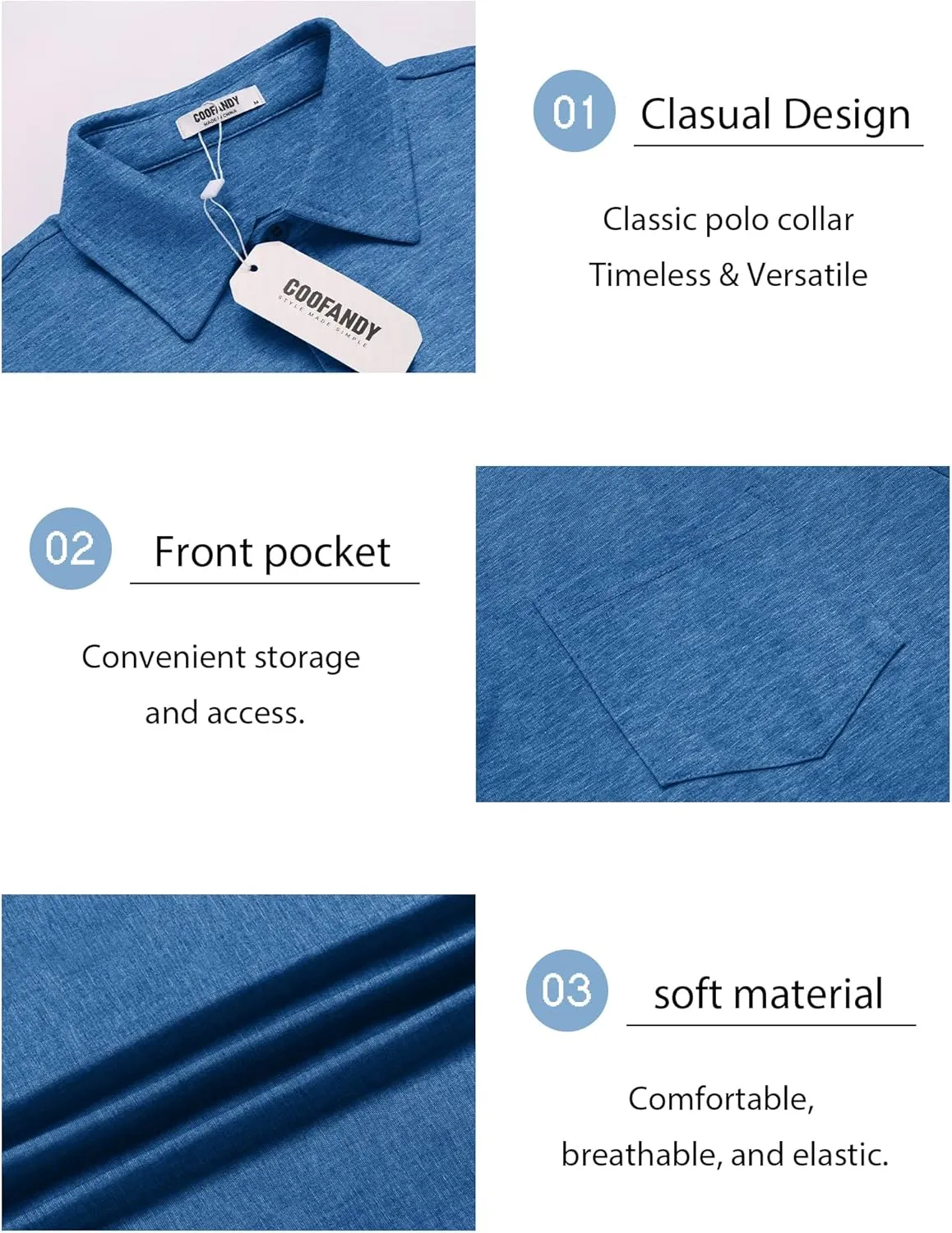 COOFANDY Mens Polo Shirts Short Sleeve Casual Golf Shirt Basic Solid Color Collared T-Shirt Stylish Summer Polo T Shirt