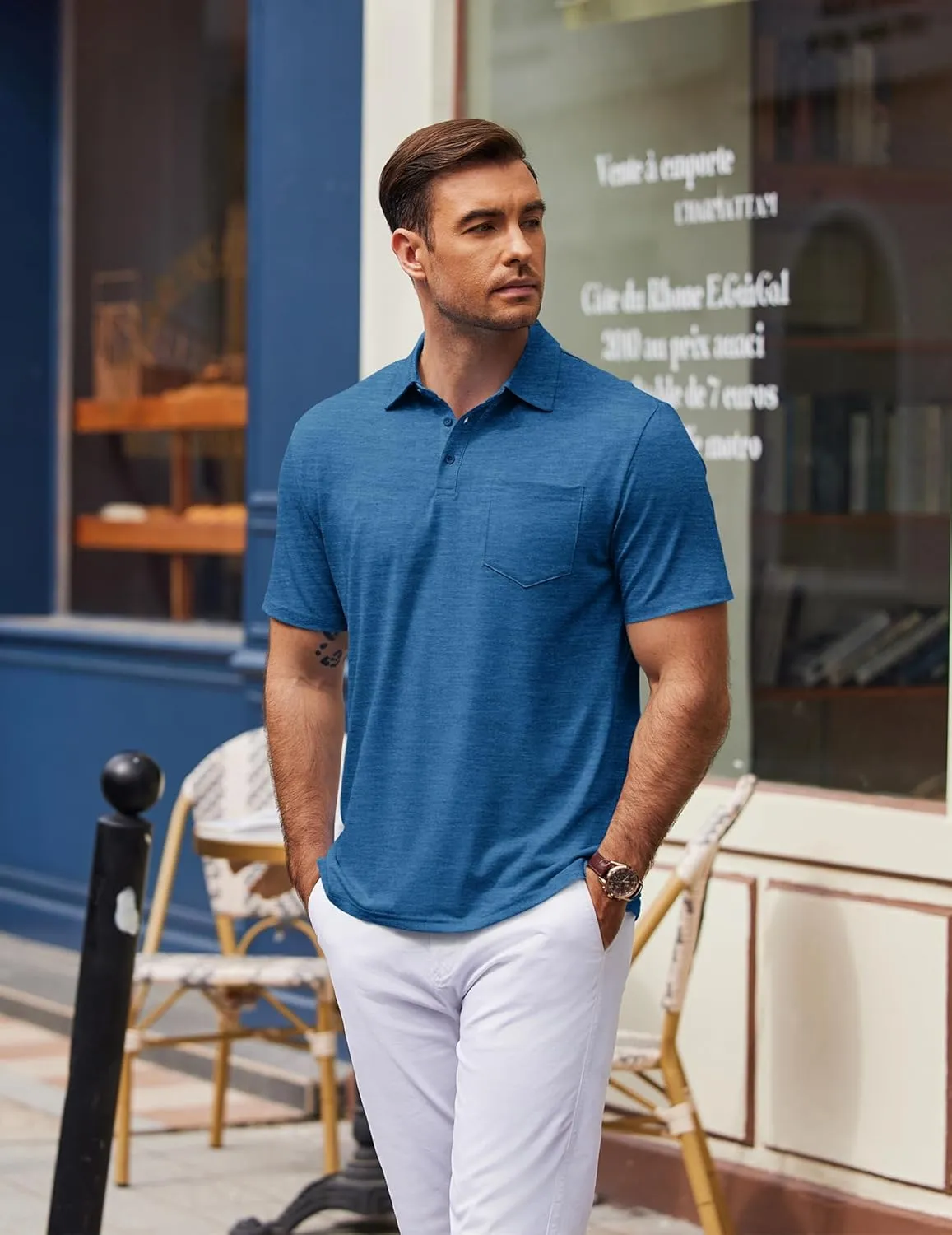 COOFANDY Mens Polo Shirts Short Sleeve Casual Golf Shirt Basic Solid Color Collared T-Shirt Stylish Summer Polo T Shirt