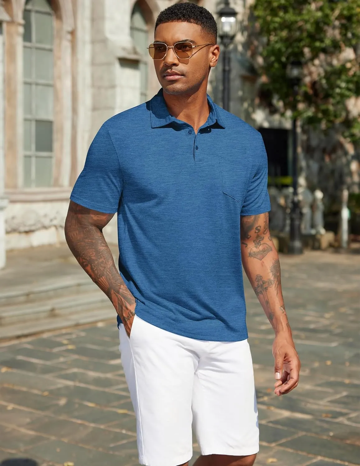 COOFANDY Mens Polo Shirts Short Sleeve Casual Golf Shirt Basic Solid Color Collared T-Shirt Stylish Summer Polo T Shirt